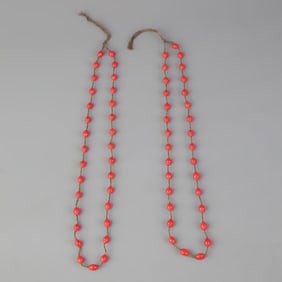 GROUP OF TWO RED CORAL NECKLACE