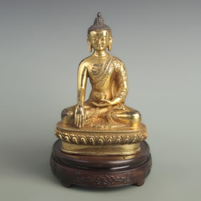 GILDED BRONZE GUANGDE BUDDHA STATUE