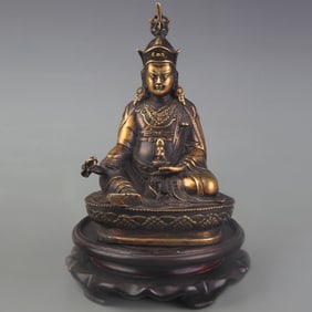 A FINE BRONZE PADMASAMBHAVA (LOTUS-BORN) STATUE