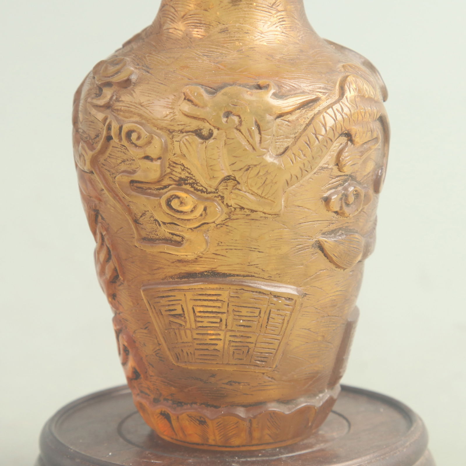 GOLD-SPLASHED GLASS MADE DRAGON PATTERN VASE - 3
