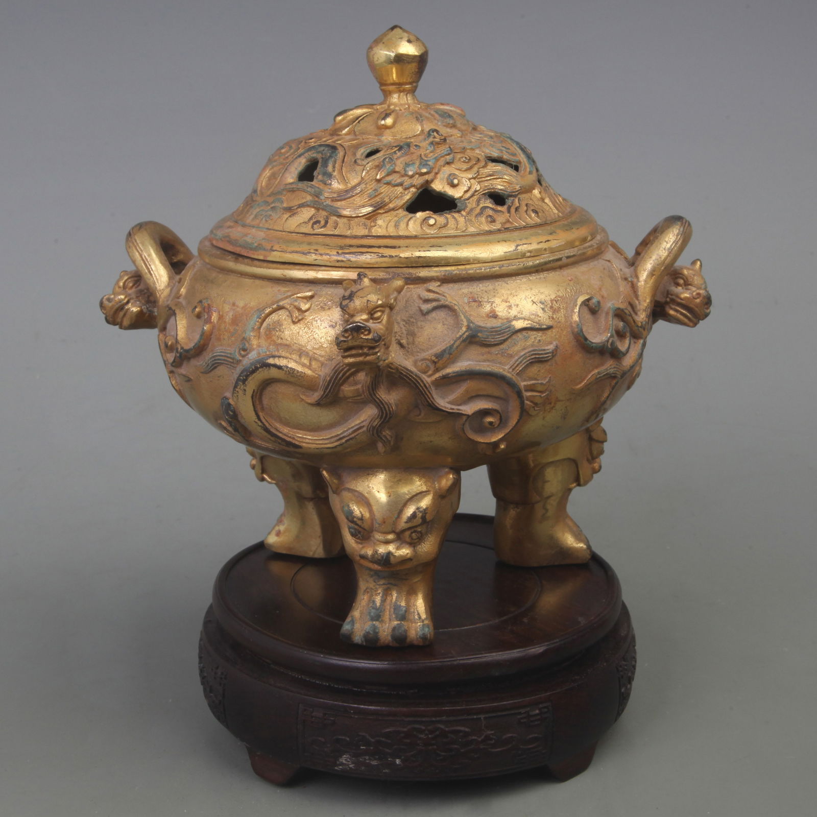 DRAGON PATTERN BEAST-FOOTED INCENSE BURNER - 4