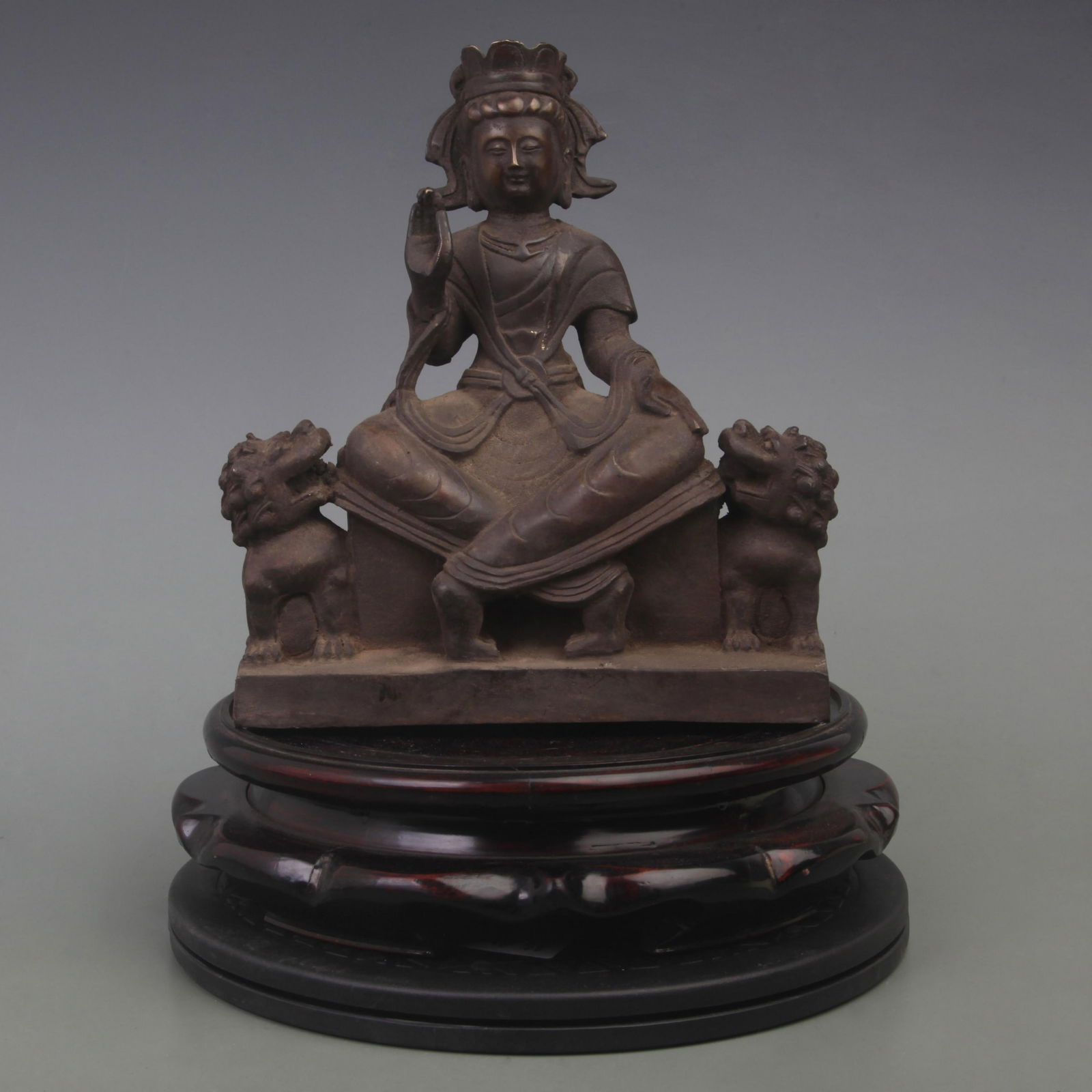BRONZE SEATED GUANYIN STATUE: Ming Dynasty; High: 9.1 inch; Width: 7.8 inch