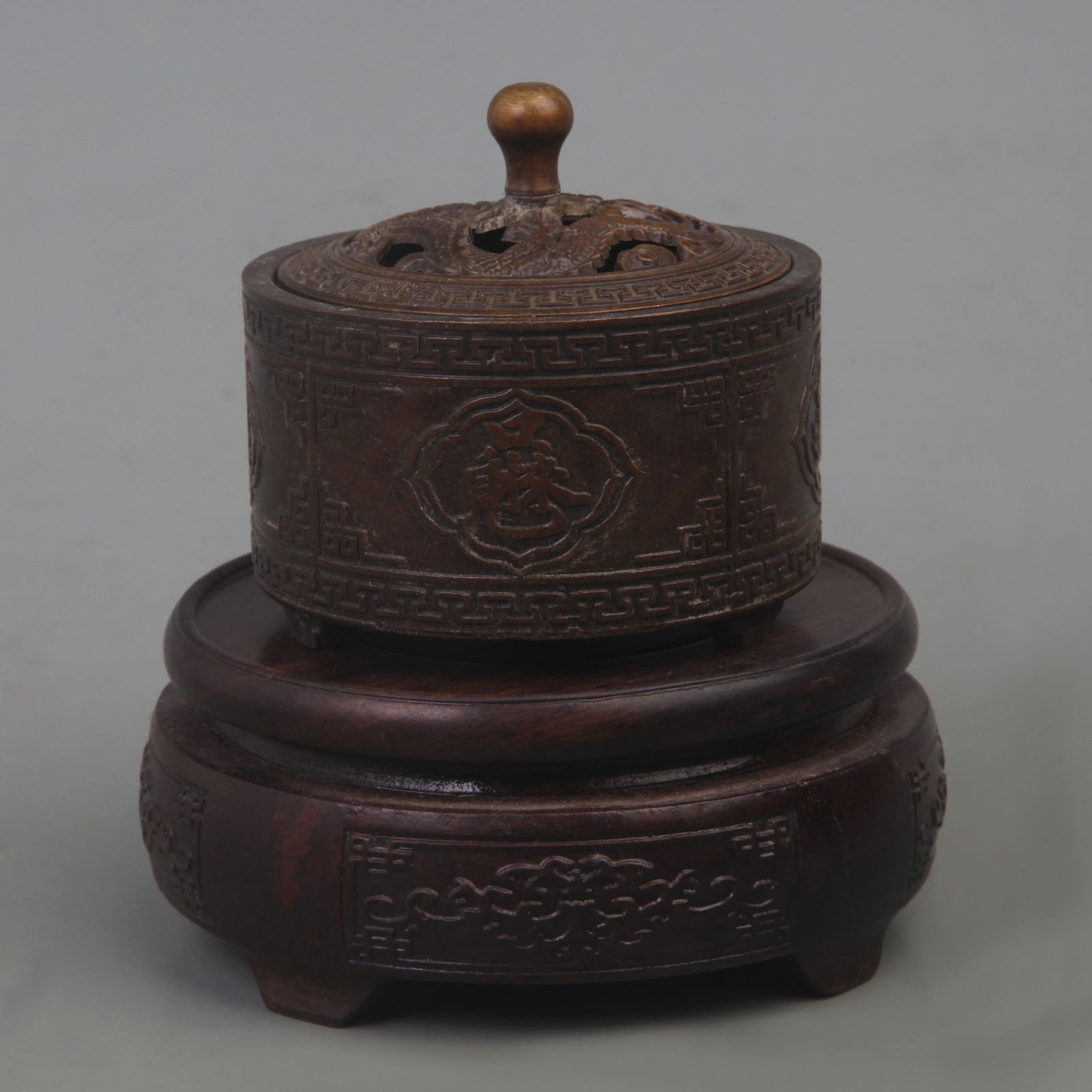 OPENWORK DRAGON BRONZE INCENSE BURNER (1 of 5)