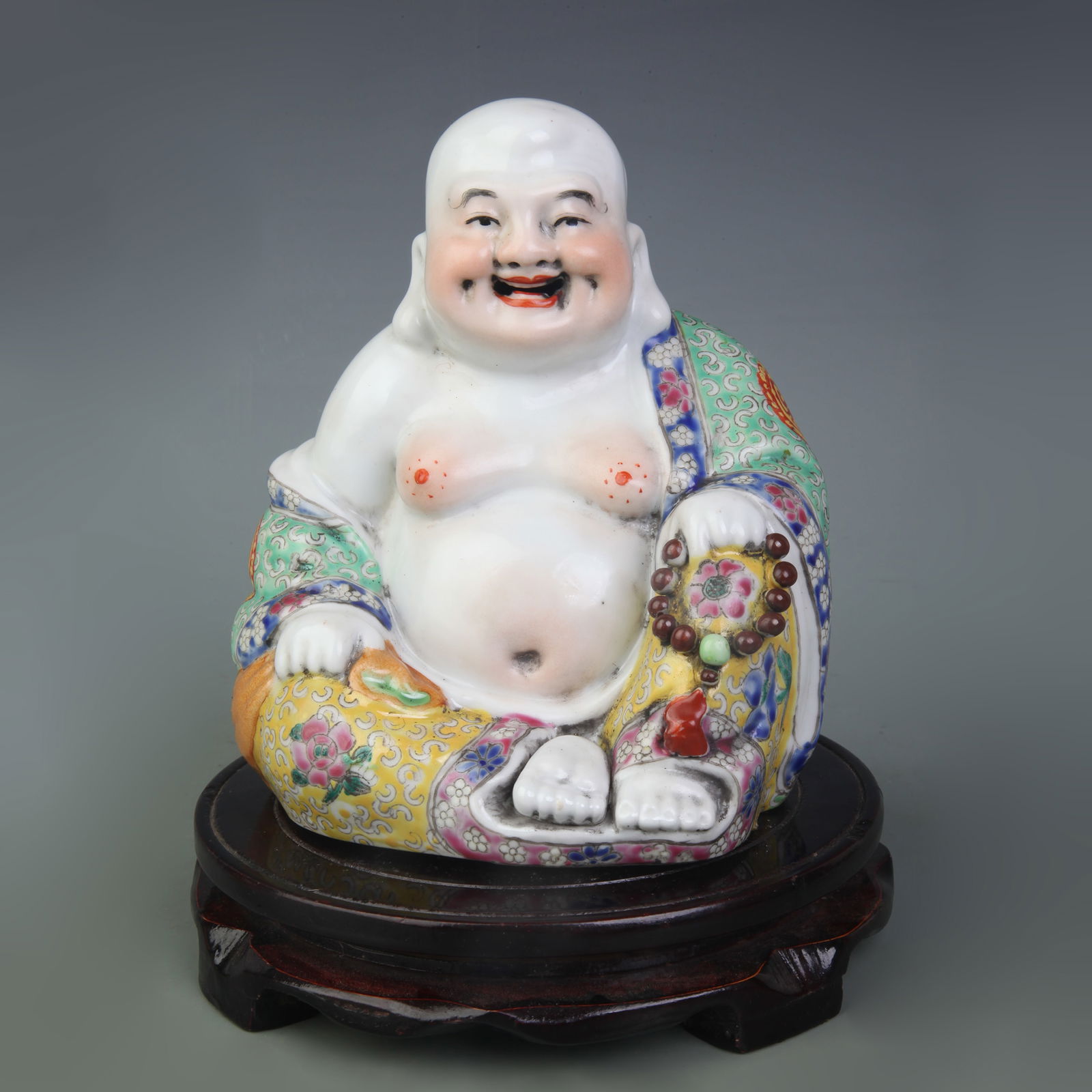FAMILLE-ROSE MAITREYA BUDDHA PORCELAIN FIGURE (1 of 5)