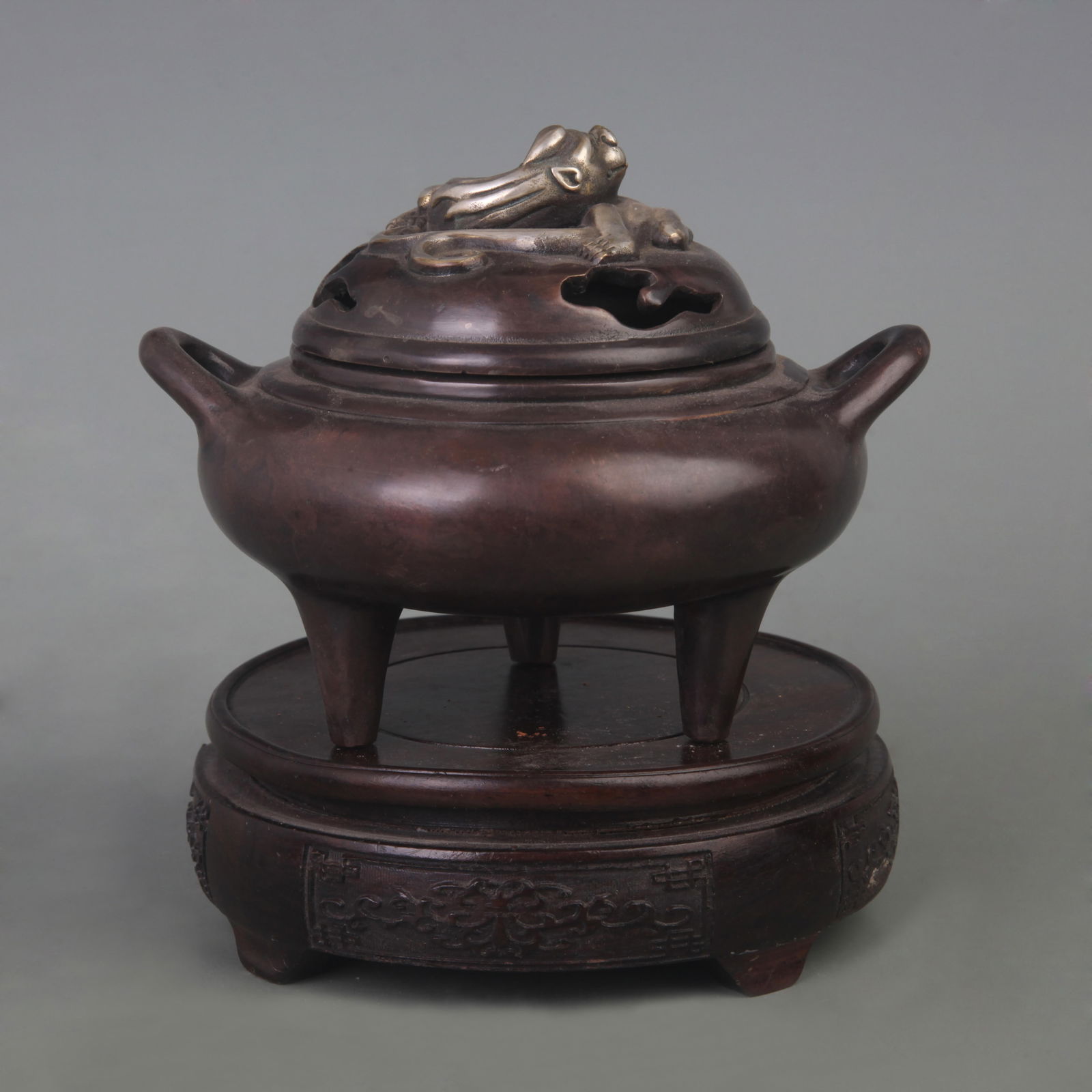 RARE BRONZE DRAGON STYLE THREE FOOT INCENSER BURNER (1 of 5)