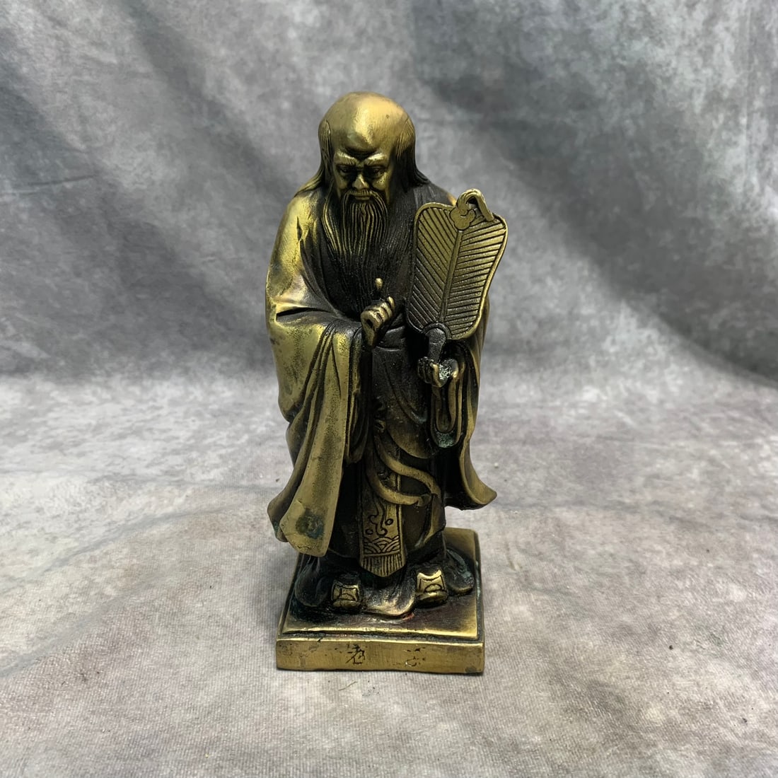 CONTEMPORARY BRONZE LAOZI STATUE ORNAMENT: Modern; Long: 3.5 inch; Width: 3.2 inch; High: 8.5 inch;