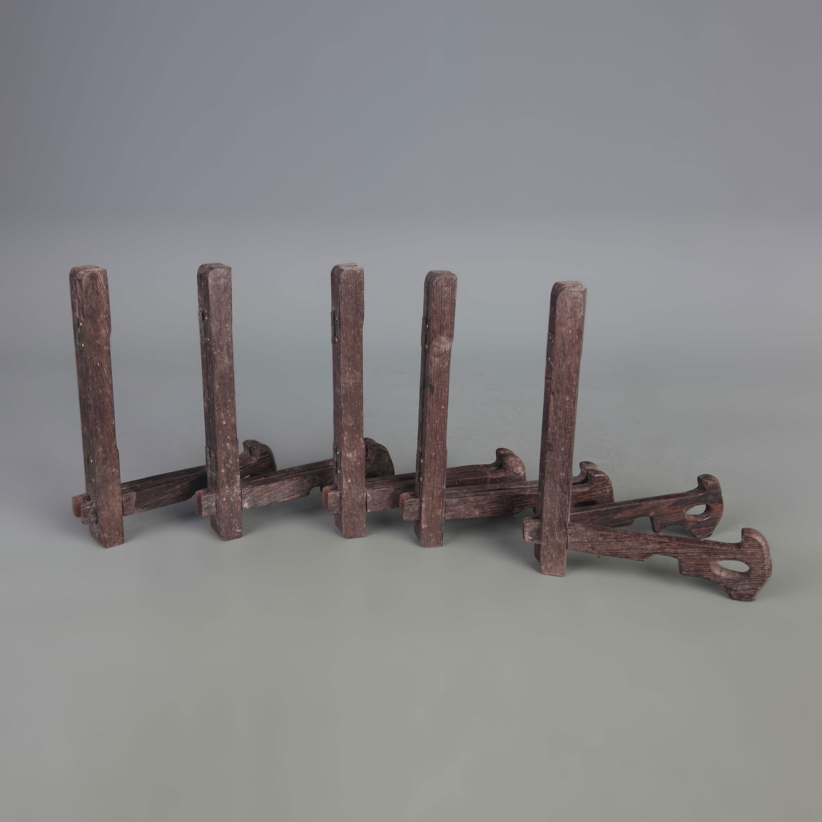 SET OF 5 WOODEN STANDS: modern: Long: 6.0 inch; Width: 4.9 inch