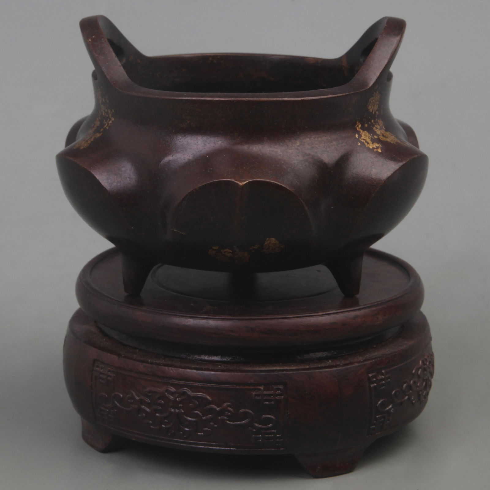 BRONZE GILDED KUI-STYLE THREE-LEGGED INCENSE BURNER (1 of 4)