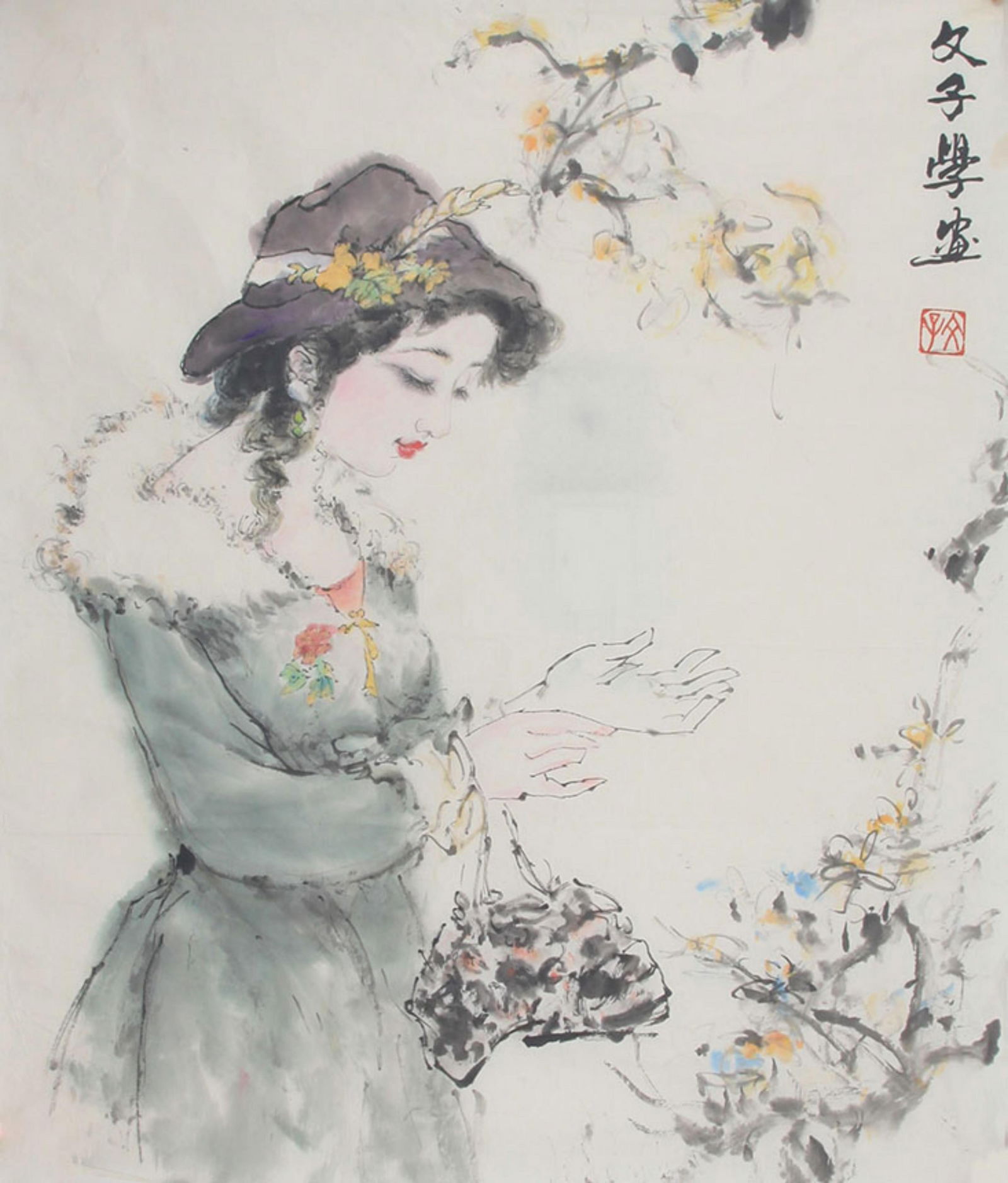 WEN ZI , CHINESE PAINTING ATTRIBUTED TO (1 of 3)
