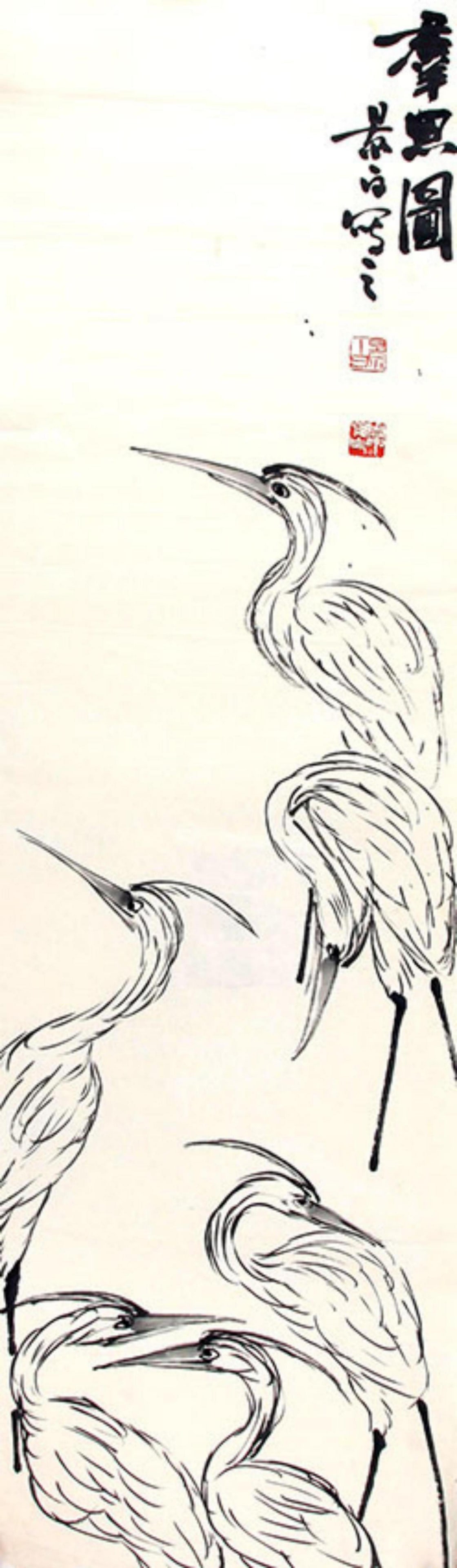 JING BAI, CHINESE PAINTING ATTRIBUTED TO: Contemporary, High: 43.00 inchWidth: 13.00 inch