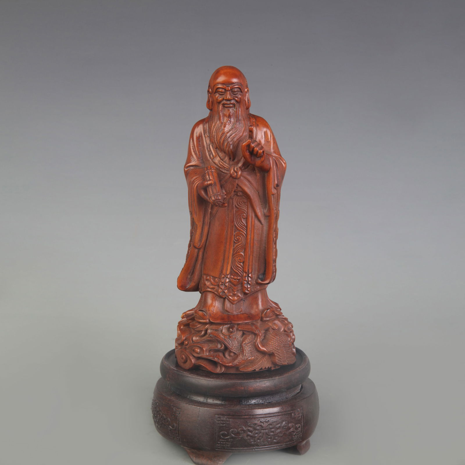 A FINE BOXWOOD CARVING FIGURE OF LAO ZI (1 of 5)
