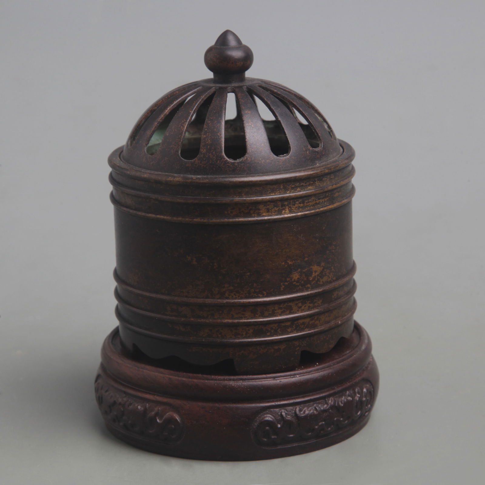 A FINE BRONZE CAGE STYLE CENSER (1 of 5)