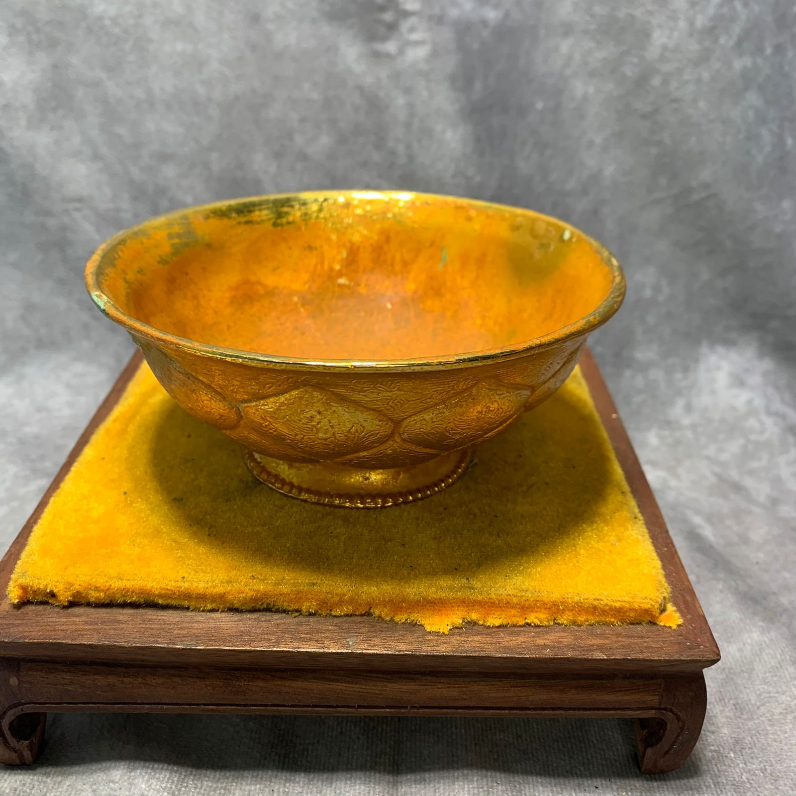 PHOENIX PATTERN GILT BRONZE AND SILVER BOWL: Tang Dynasty Style; High; 2.2 inch; Diameter: 5 inch;