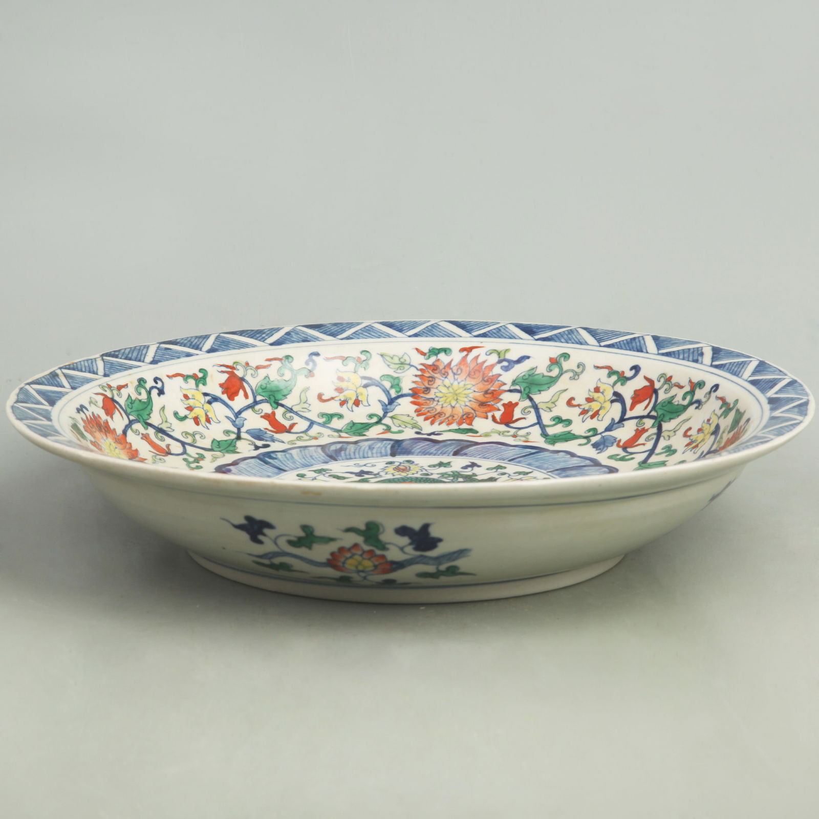 LARGE DOUCAI COLOR DRAGON PATTERN FLOWER PATTERN PLATE - 3