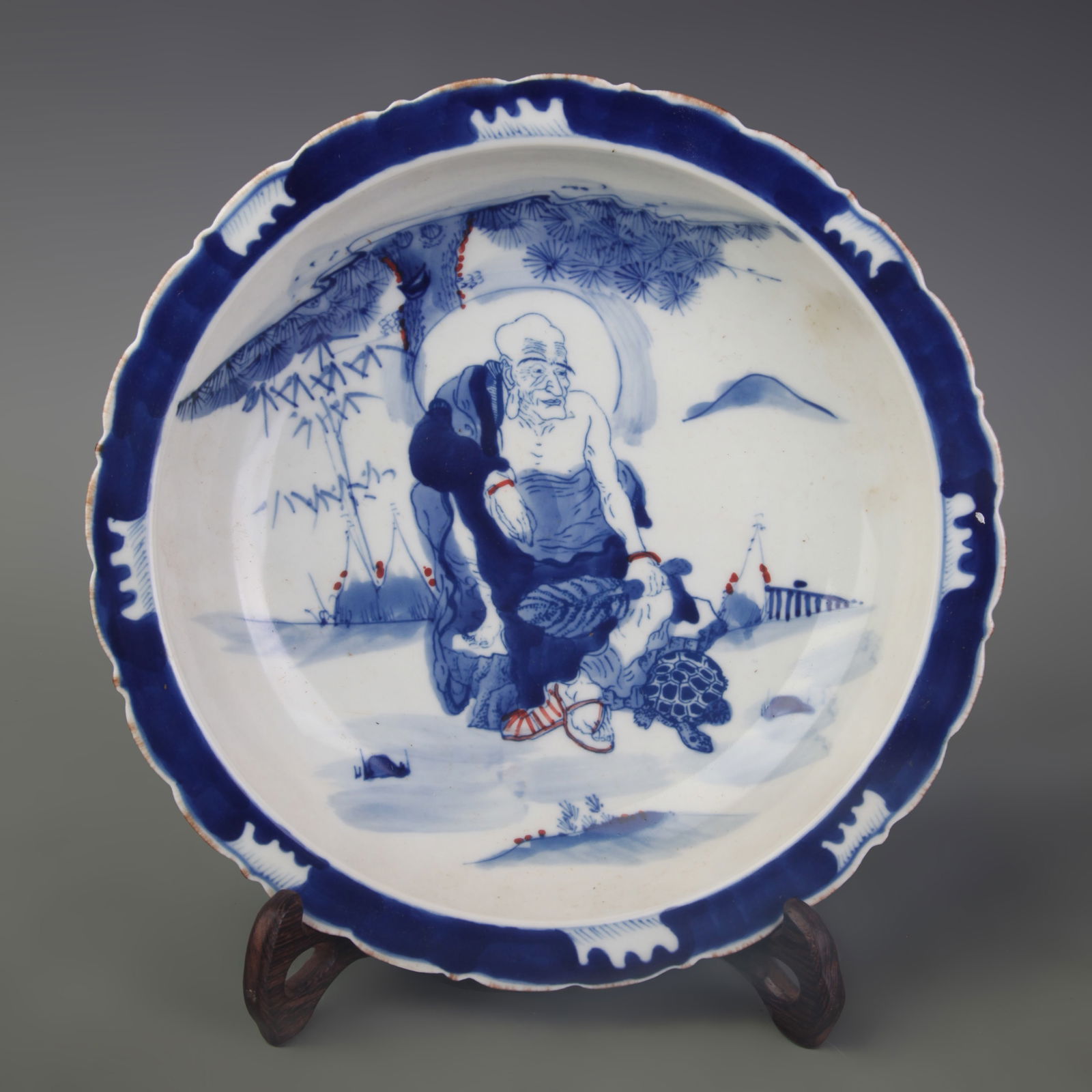BLUE AND WHITE CHARACTER PATTERN PORCELAIN PLATE (1 of 5)