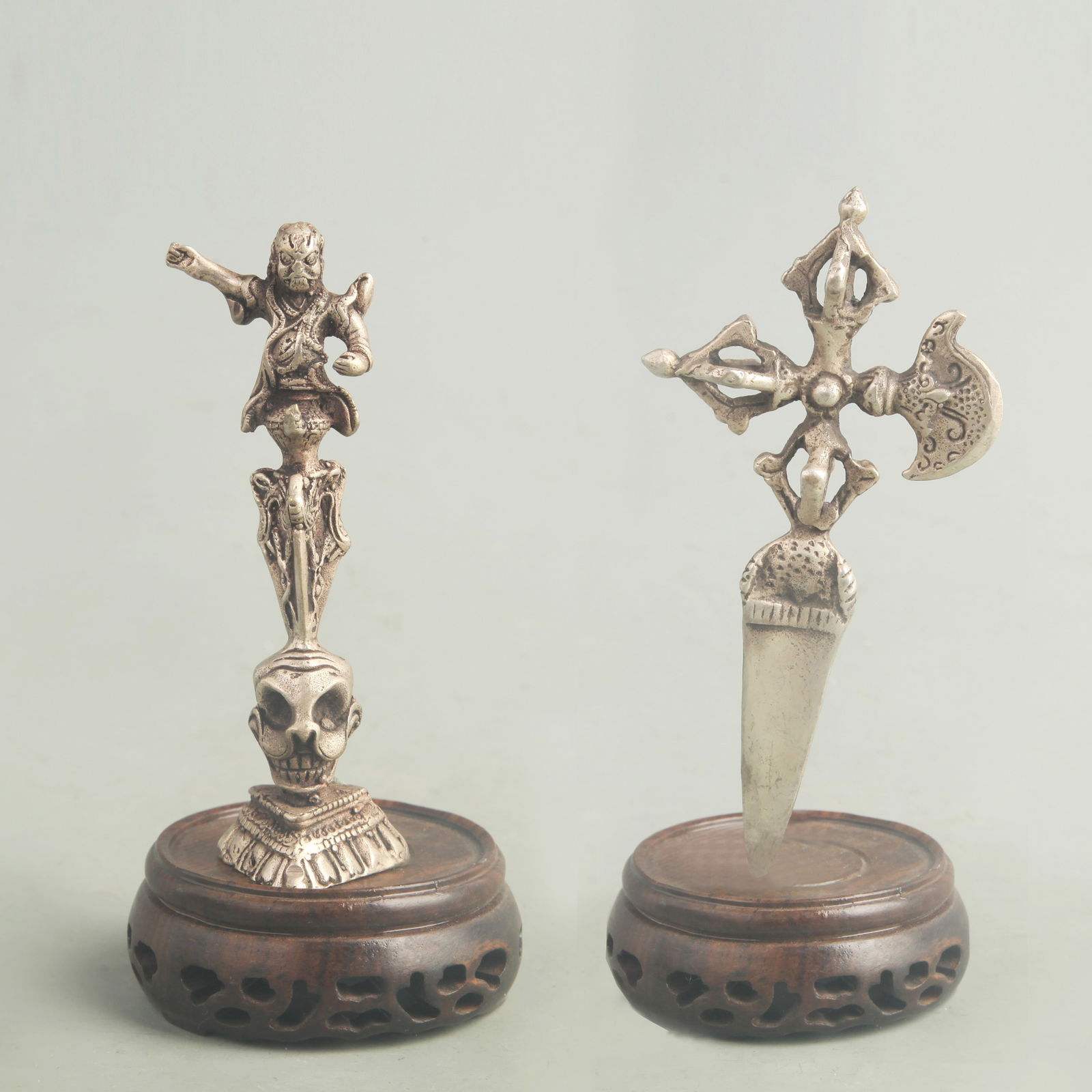 TWO SILVER-GILT BRONZE RITUAL IMPLEMENTS: 20th Century