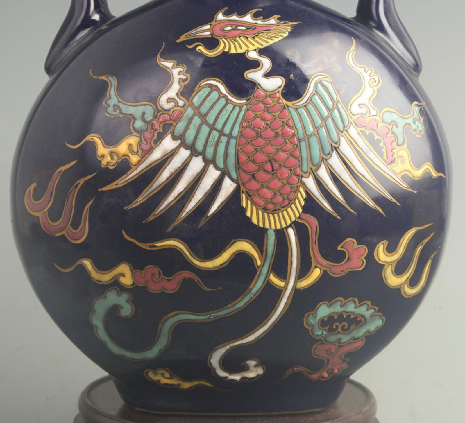 MUSTARD-GLAZED MOONFLASK WITH PHOENIX PATTERNS (DOUBLE BELLY) - 3
