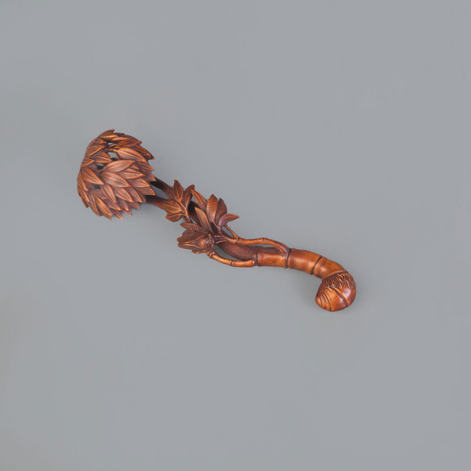 A FINE ROSEWOOD MADE RUYI: 20th Century; Long: 7.9 inch