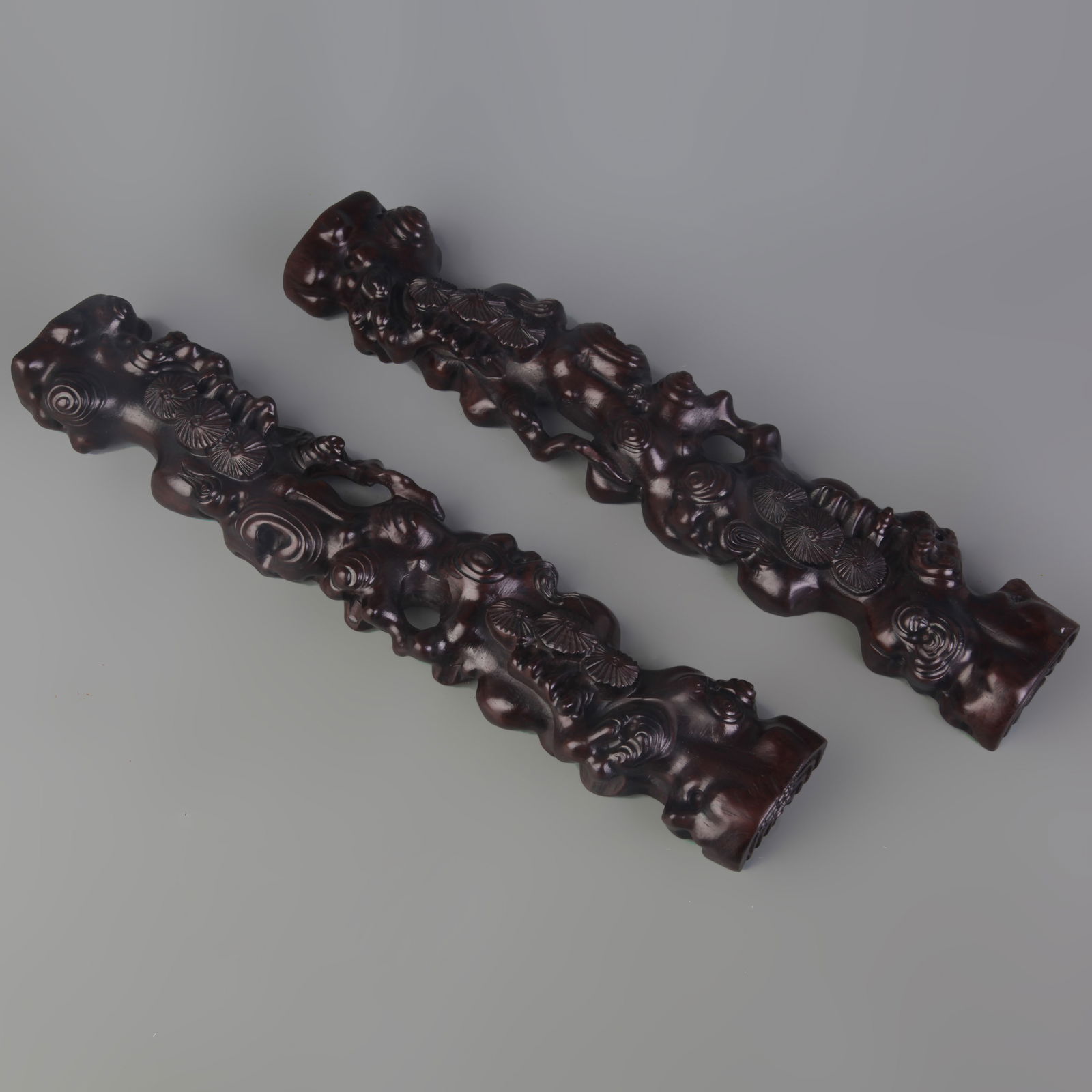 PAIR OF ZITAN WOOD PAPERWEIGHTS (1 of 5)