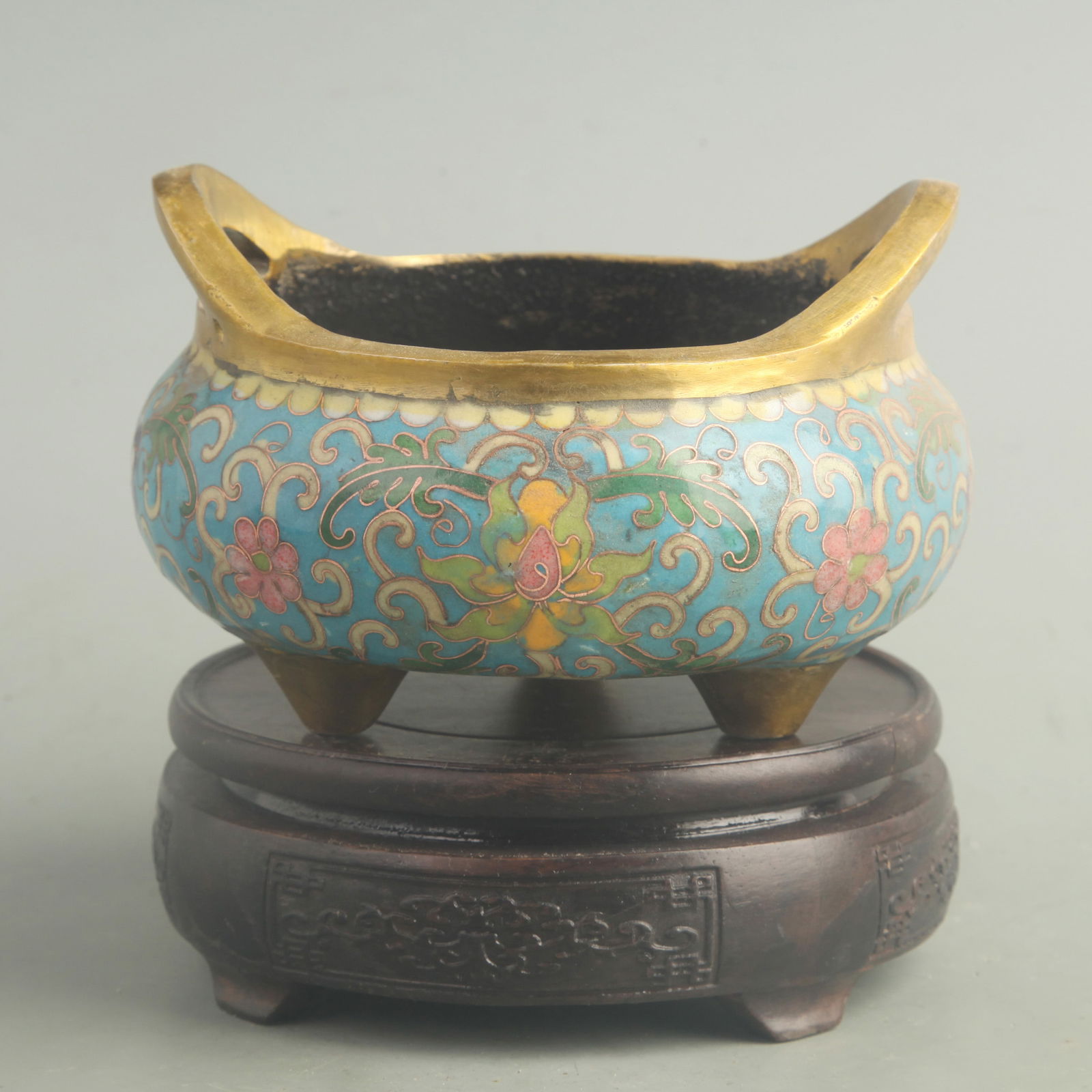 A FINE CLOISONNE BRONZE BRIDGE FORM CENSER (1 of 5)