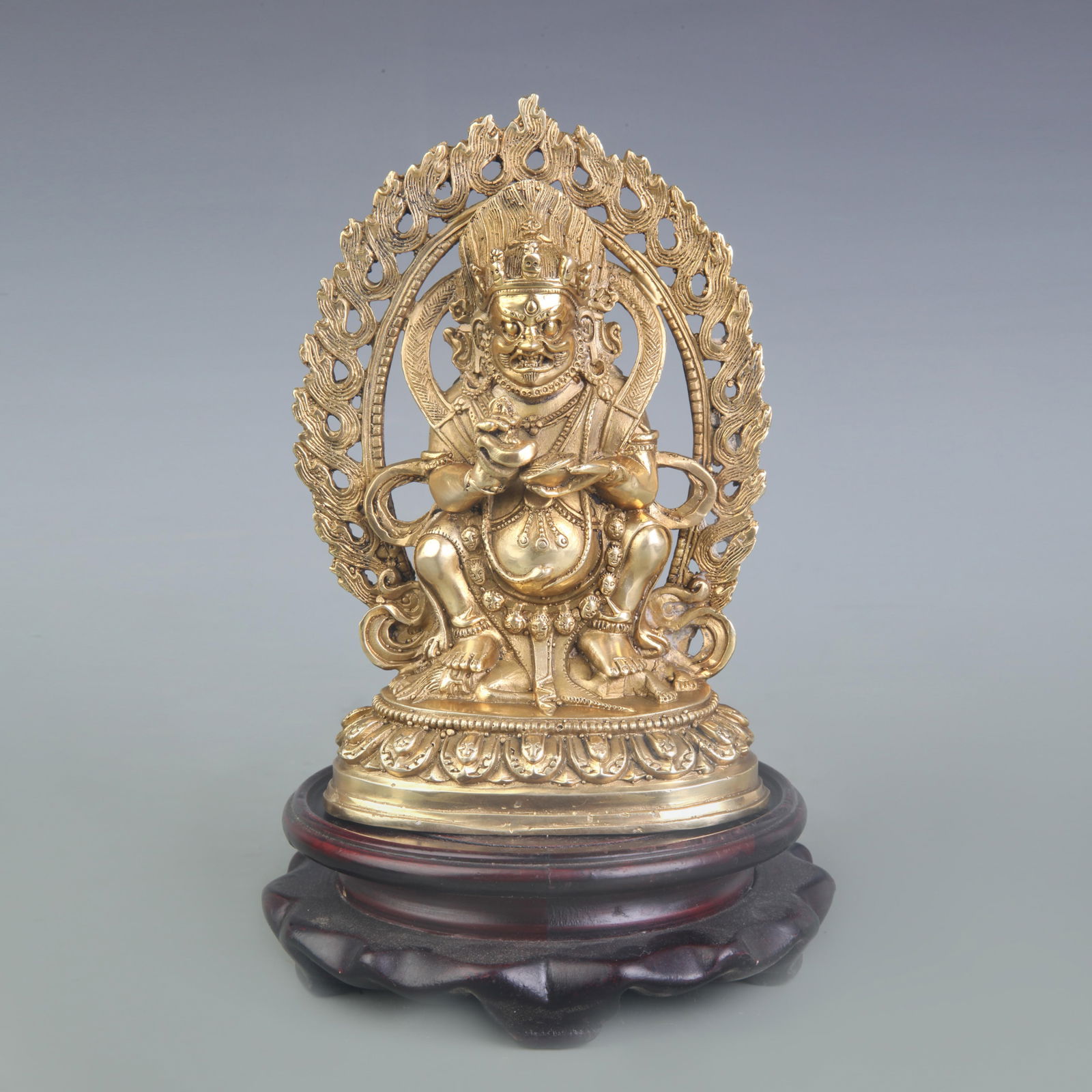 A FINE BRONZE MAHAKALA STATUE: Qing Dynasty; High: 6.4 inch;