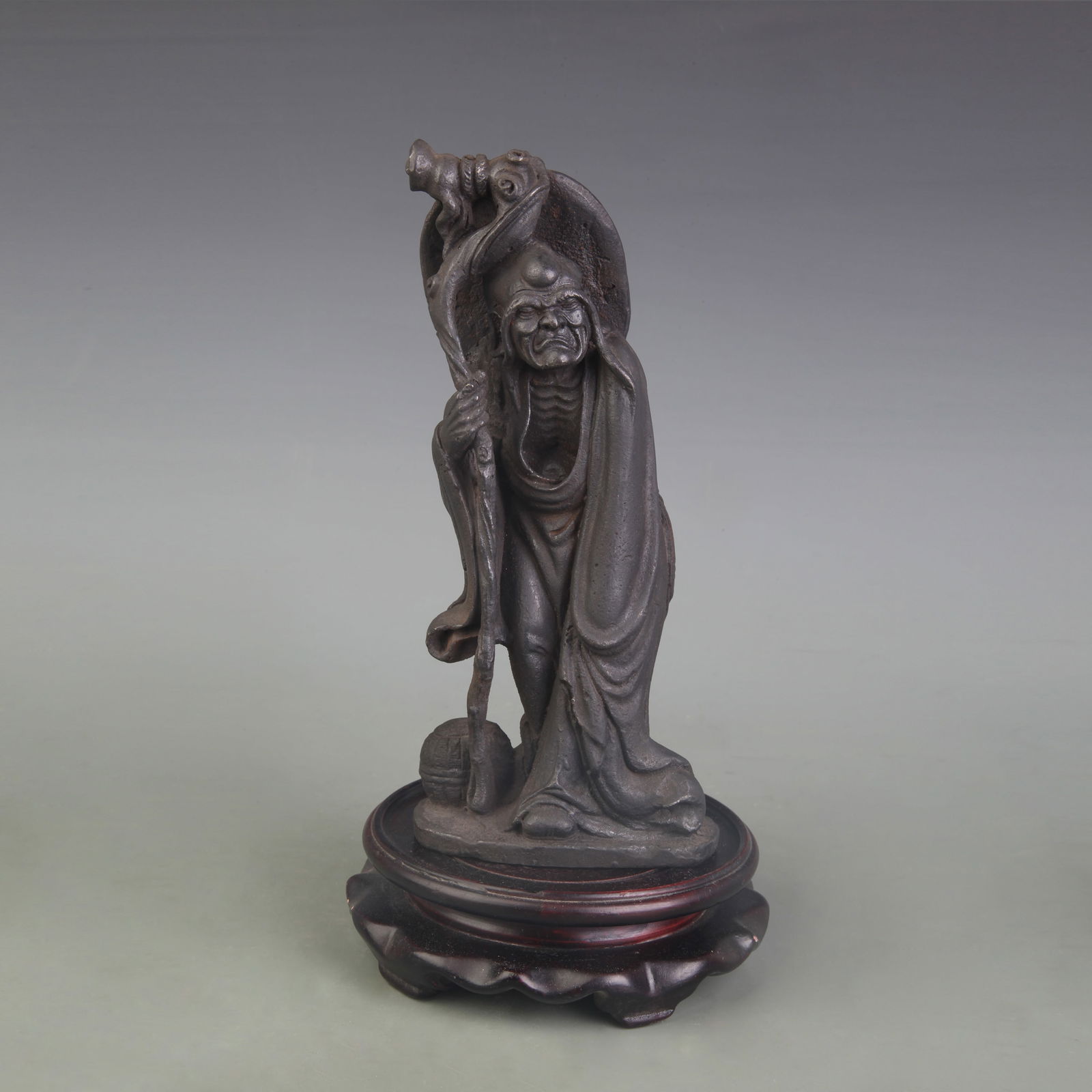 A FINE CAST IRON ARHAT STATUE (1 of 5)