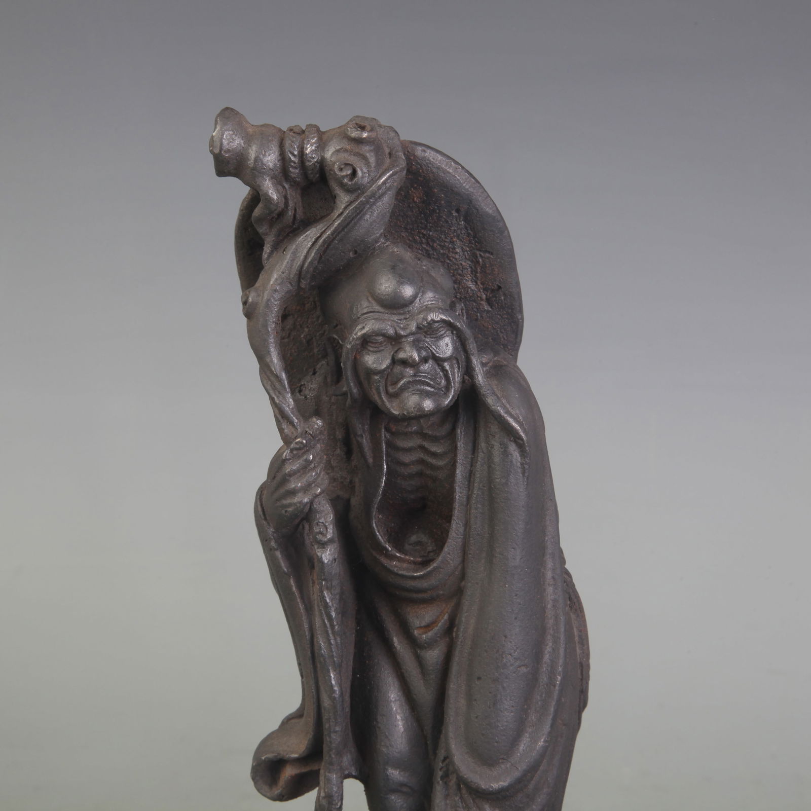A FINE CAST IRON ARHAT STATUE - 2
