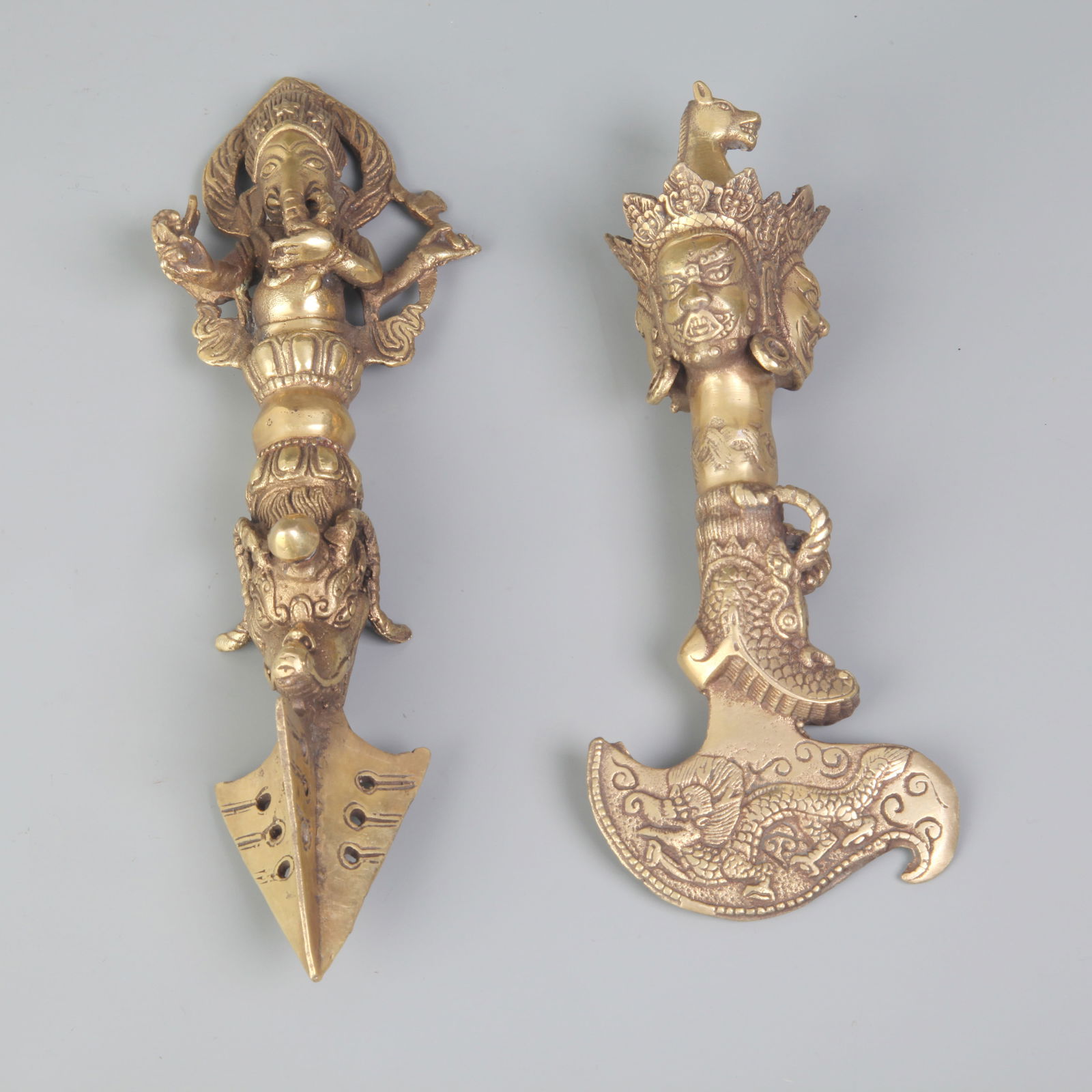 TWO GILT-BRONZE RITUAL IMPLEMENTS (1 of 9)