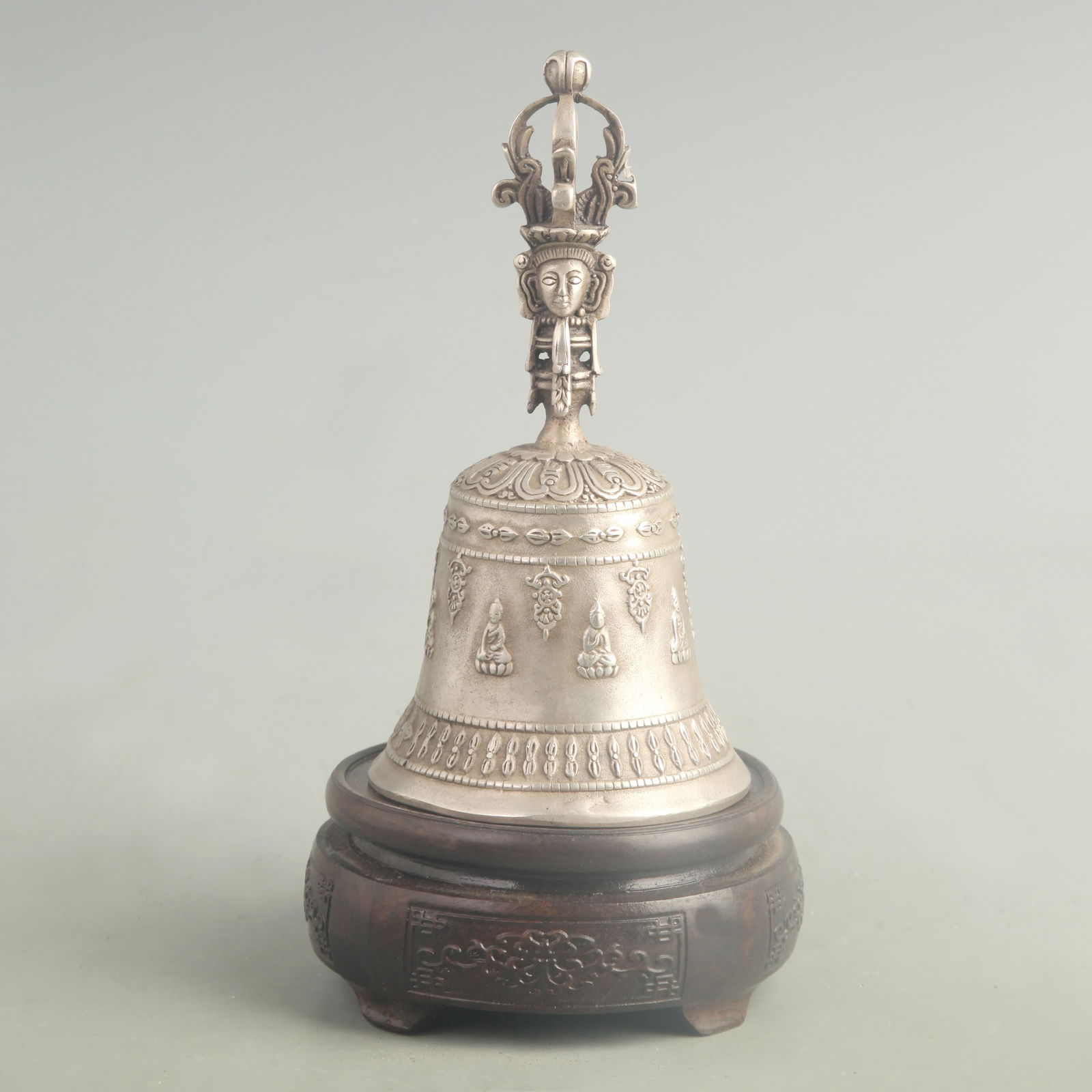 A FINE SILVER-GILT BRONZE RITUAL HAND BELL (1 of 5)