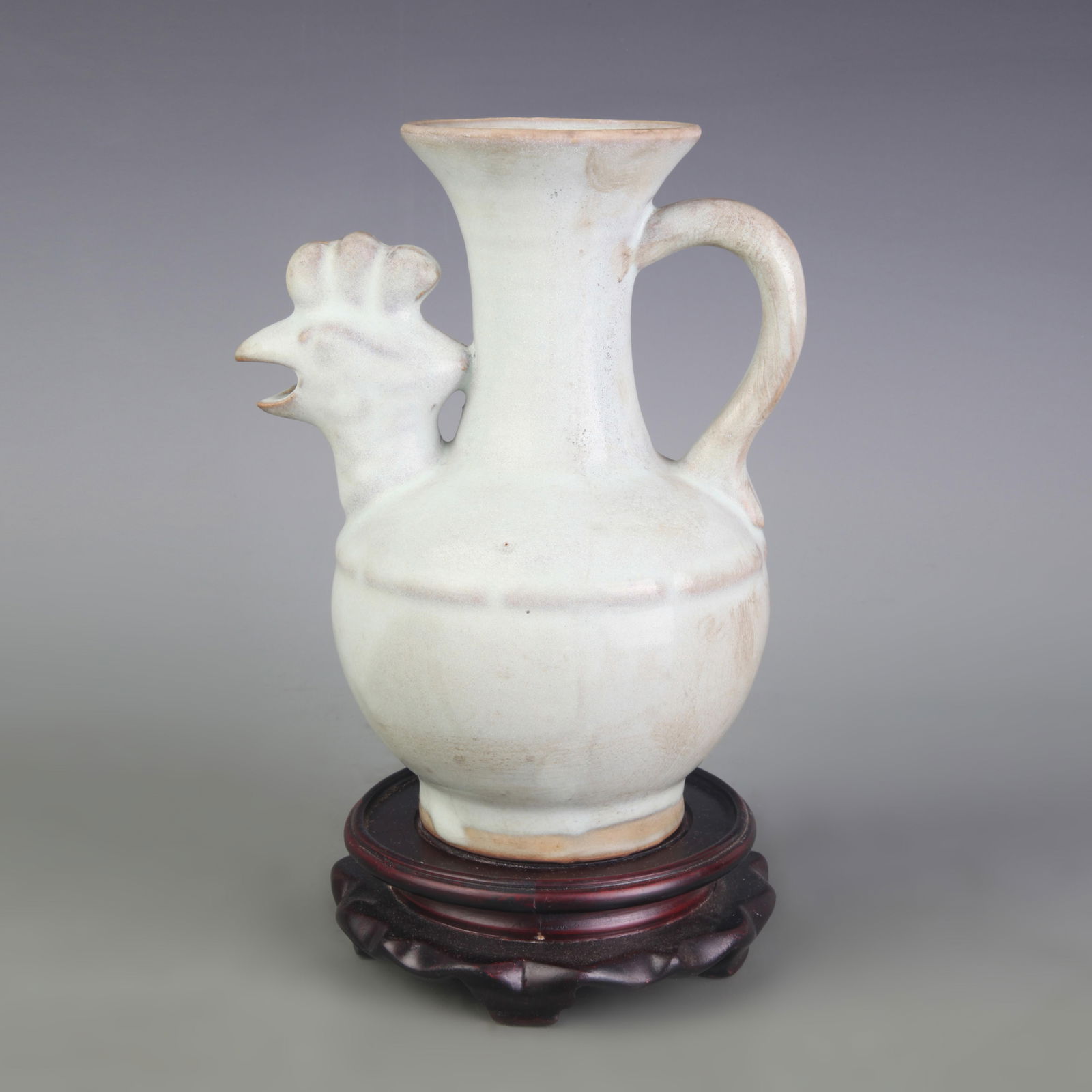 LIGHT BLUE COLOR GLAZED CHICKEN HEAD PORCELAIN EWER: Width: 6.2 inch; High: 7.8 inch