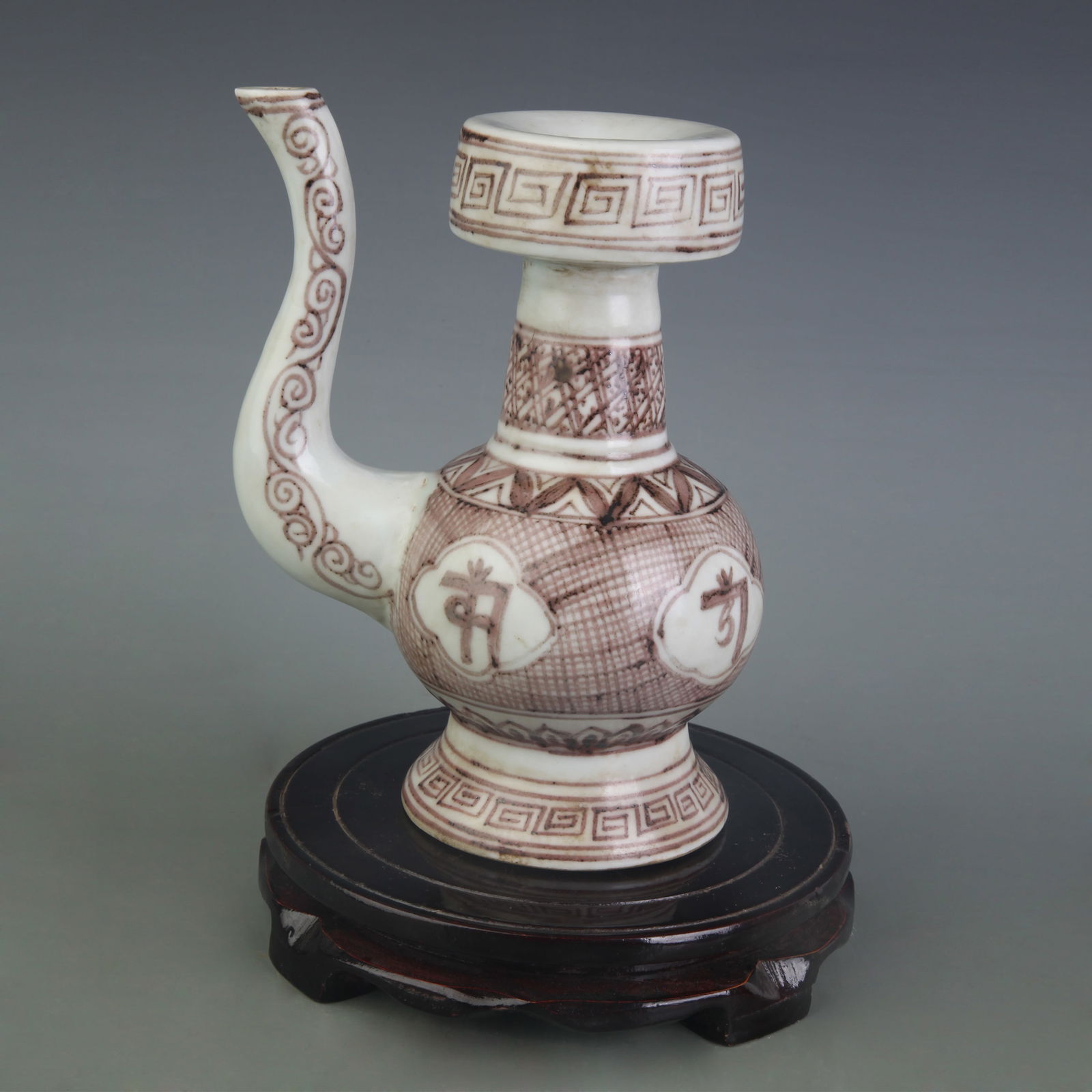 UNDERGLAZE-RED KENDI (AWONBENBA-STYLE) PORCELAIN EWER (1 of 5)