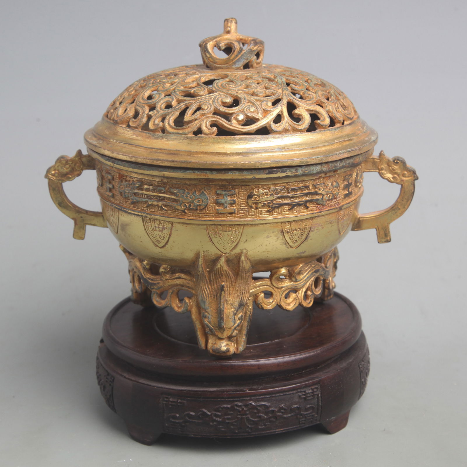 A FINE DRAGON PATTERN BRONZE INCENSE BURNER - 4
