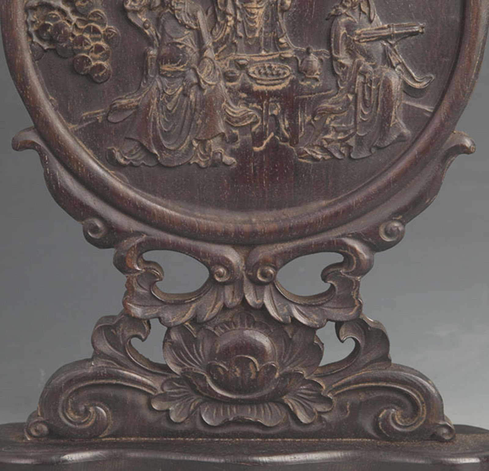 A FINE ROSEWOOD CHARACTER PATTERN CARVING TABLE SCREEN - 3