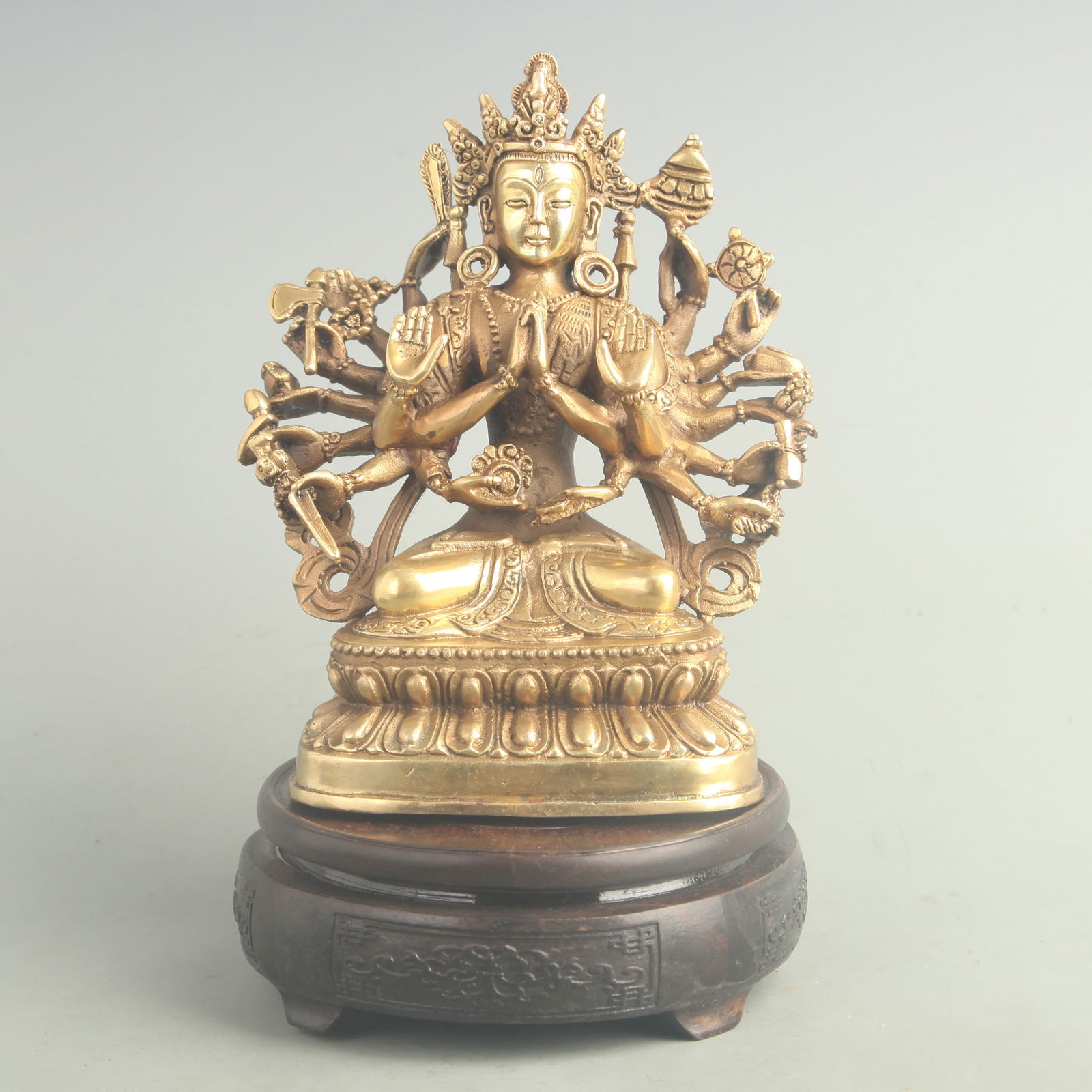 A FINE BRONZE CUNDI BODHISATTVA STATUE: 20th Century; High: 7.00 inch; Width: 6.00 inch