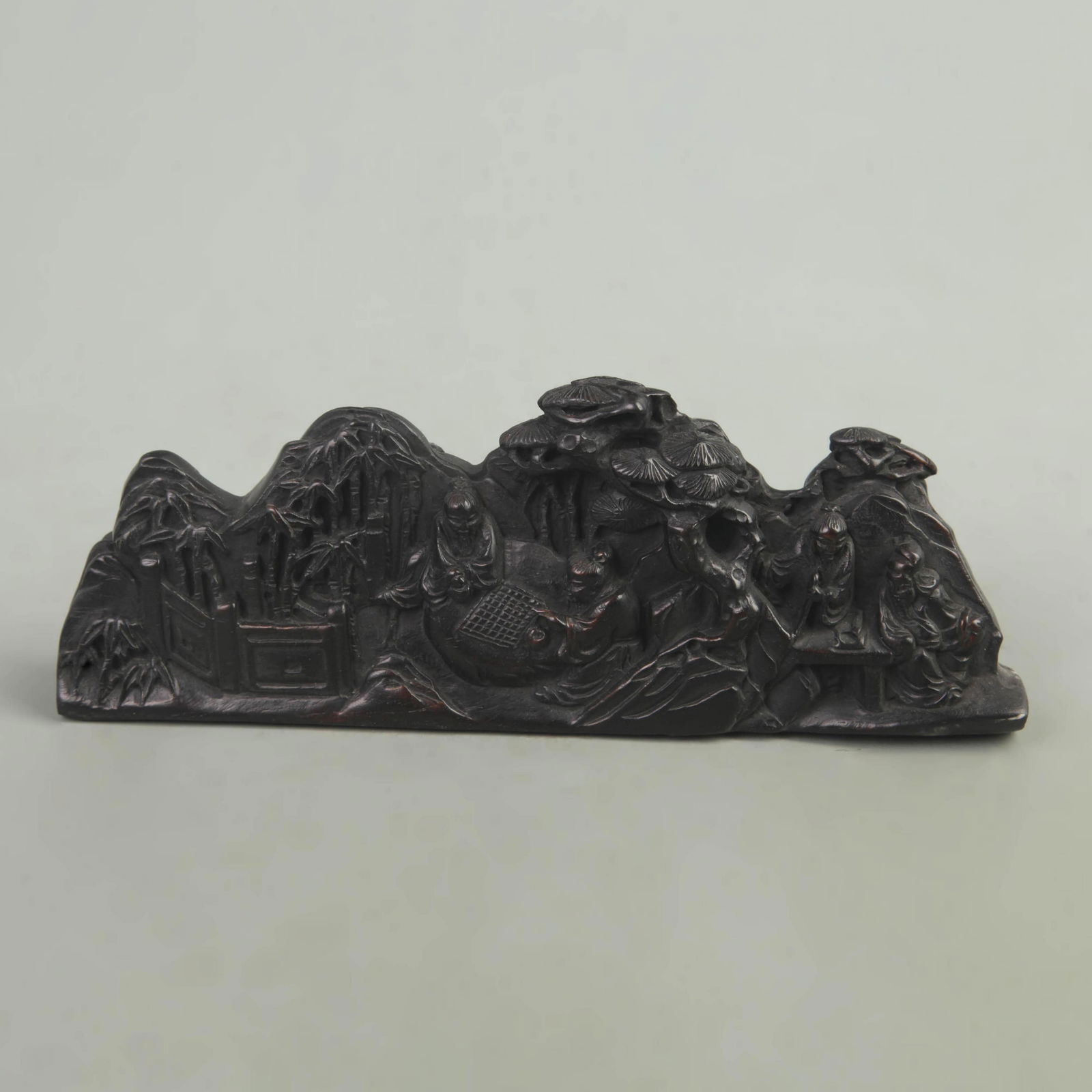 RARE RED SANDALWOOD MADE CALLIGRAPHY PEN STAND: Qing Dynasty; High: 2.8 inch; Width: 1.2 inch; Long: 8 inch;