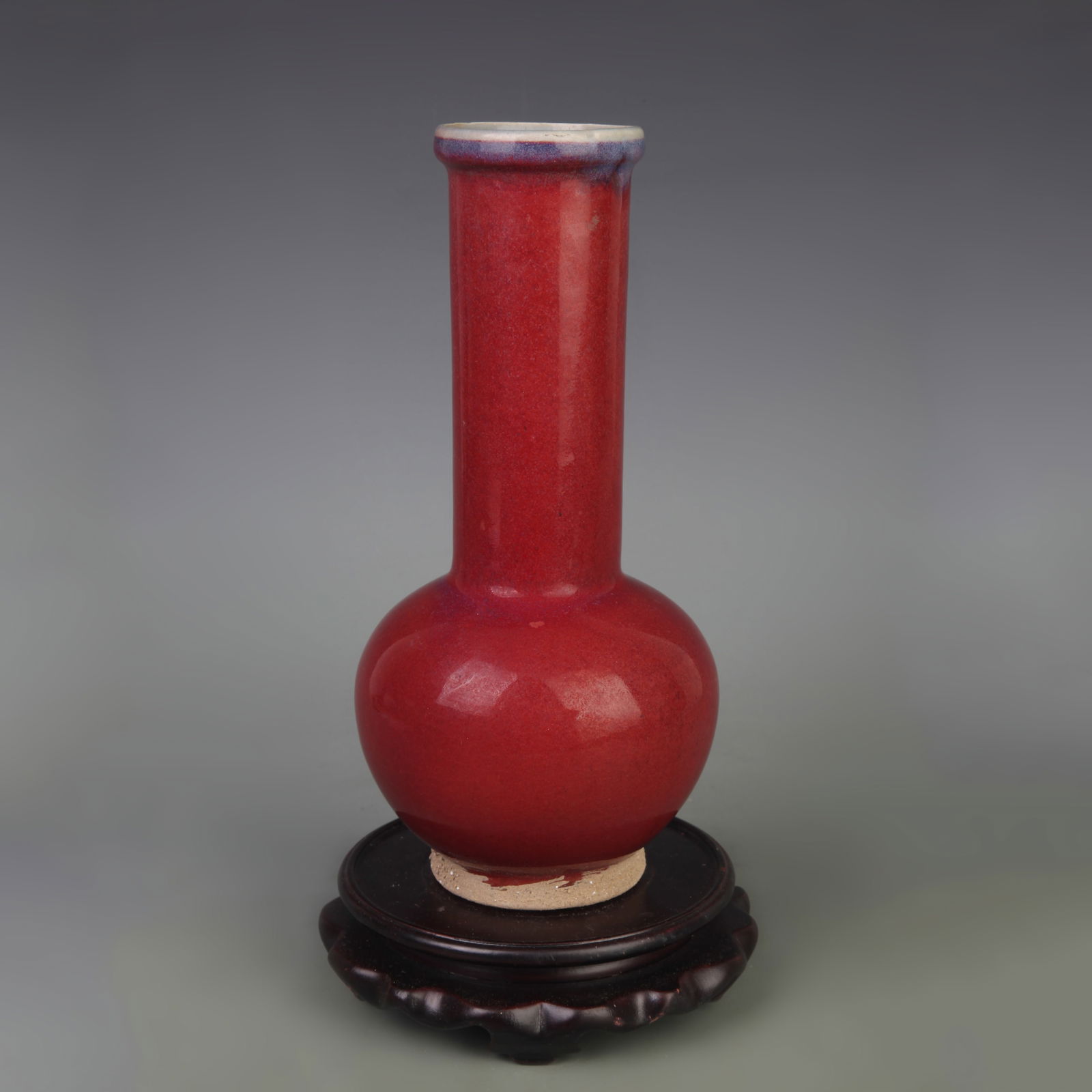 JUN KILN GLOBE STYLE PORCELAIN VASE: Song Dynasty Style; High: 9.6 inch; Diameter: 3.0 inch