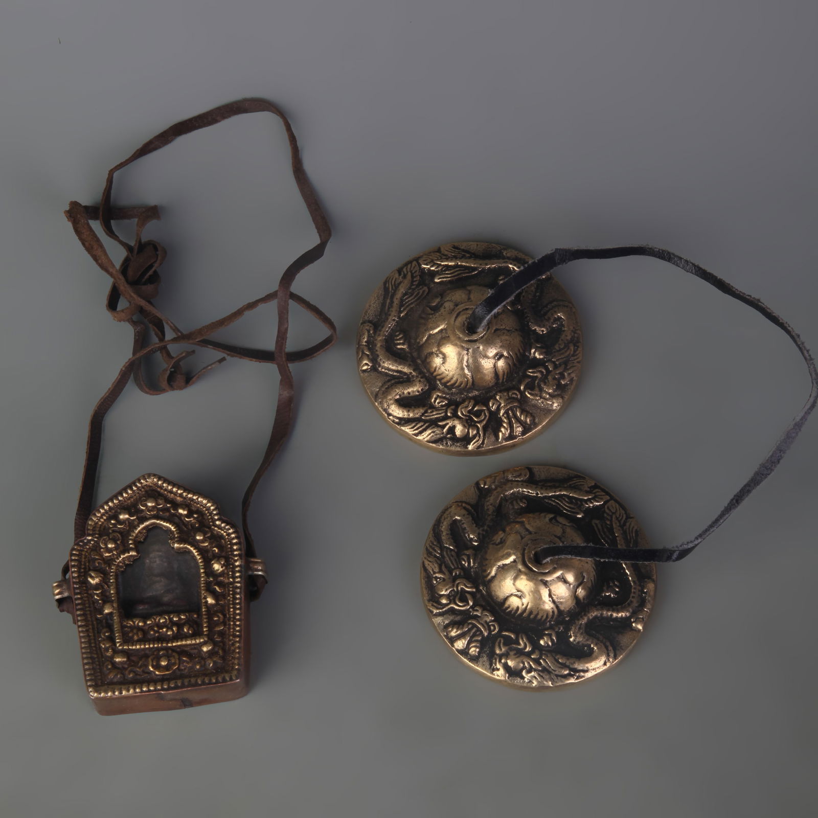 SET OF TIBETAN BUDDHIST RITUAL INSTRUMENTS: 20th Century; Long: 2.5 inch