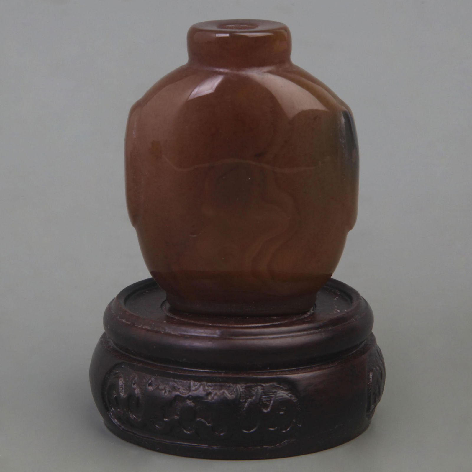 NATURAL AGATE MADE SNUFF BOTTLE WITH DINOSAUR PATTERN - 3