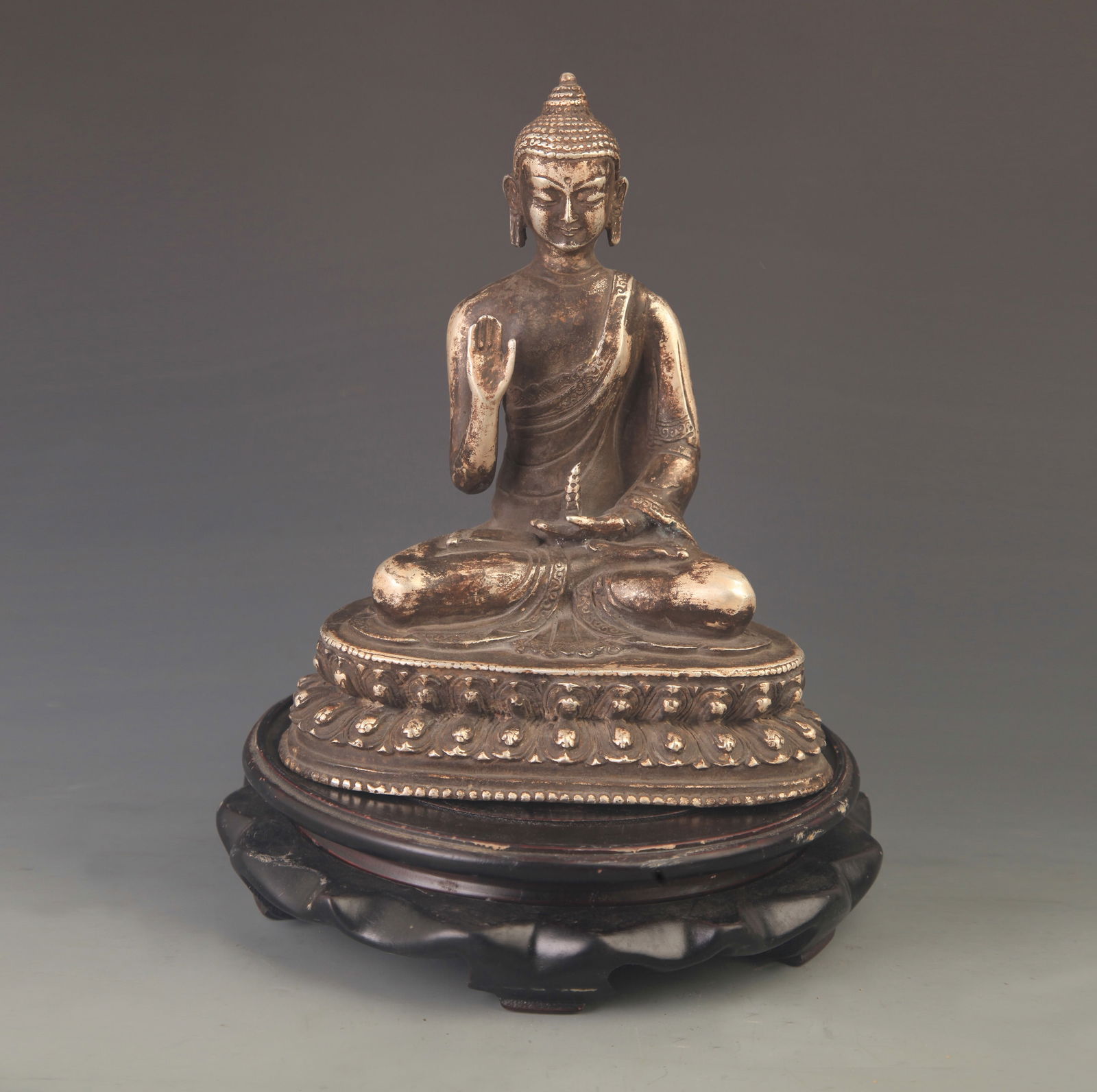 RARE SILVER PLATED AMITABHA STATUE (1 of 5)