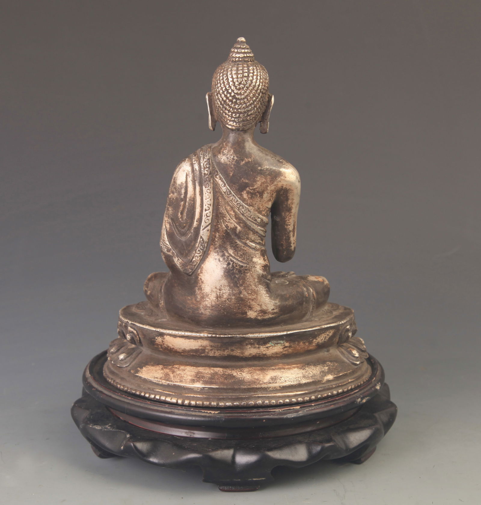 RARE SILVER PLATED AMITABHA STATUE - 4