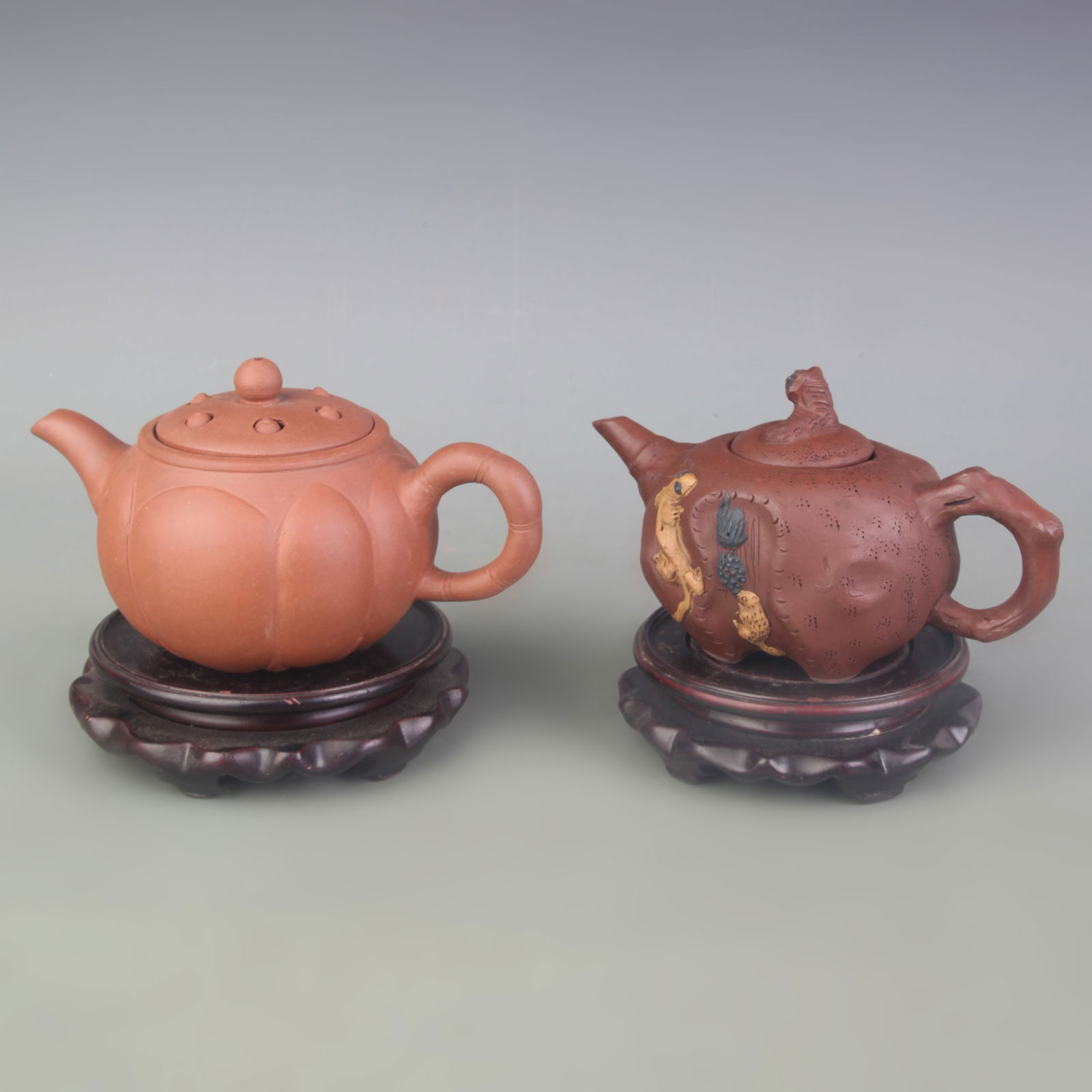 GROUP OF TWO FINELY MADE YIXING ZISHA TEAPOT: 20th Century; High: 4.0 inch; to 4.2 inch;