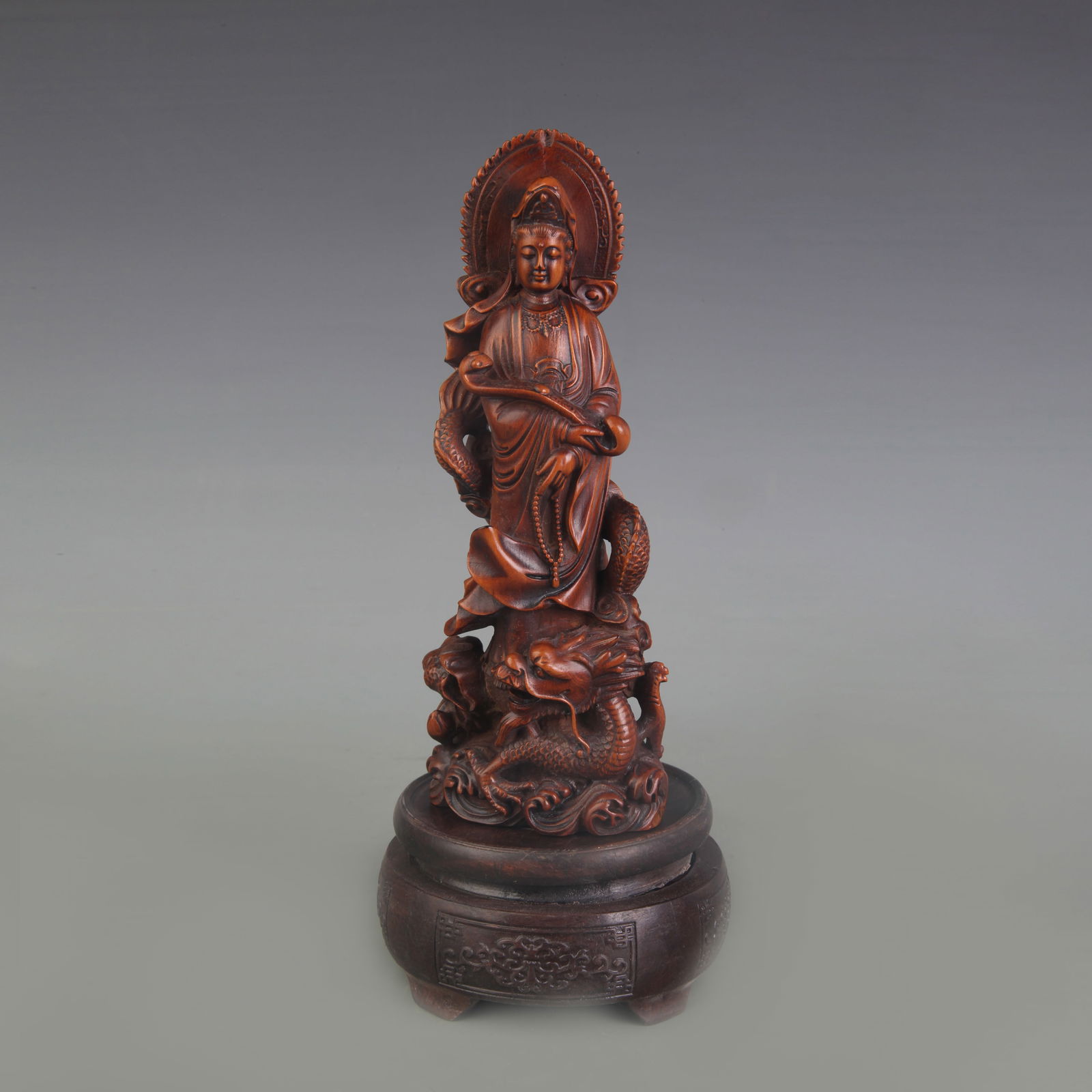 A FINE BOXWOOD MADE STATUE OF GUANYIN: Qing Dynasty; High: 7.1 inch