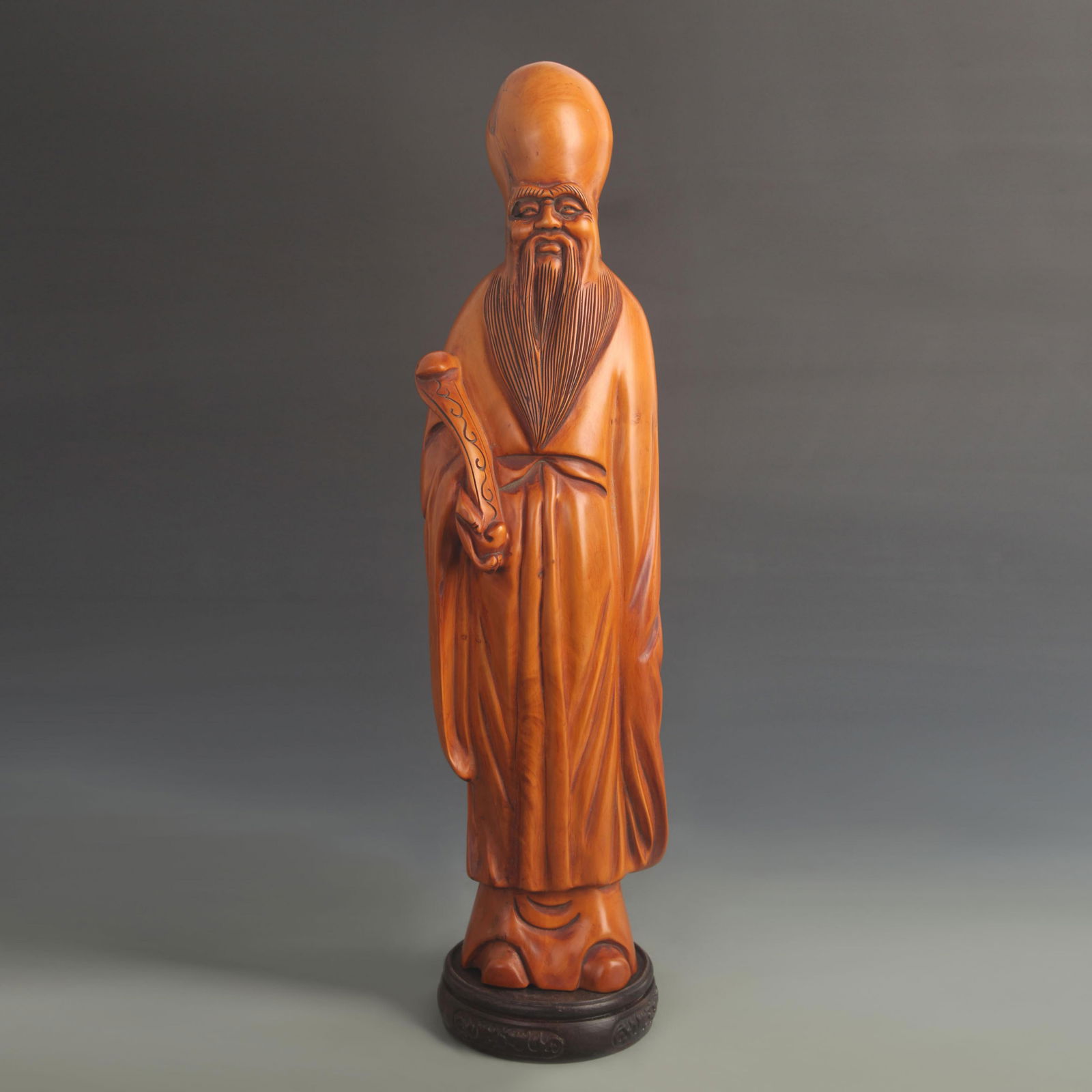 BOXWOOD CARVED SHOU XIAN WENG FIGURE: 20th Century; High: 16.75 inch; Width: 4.50 inch;