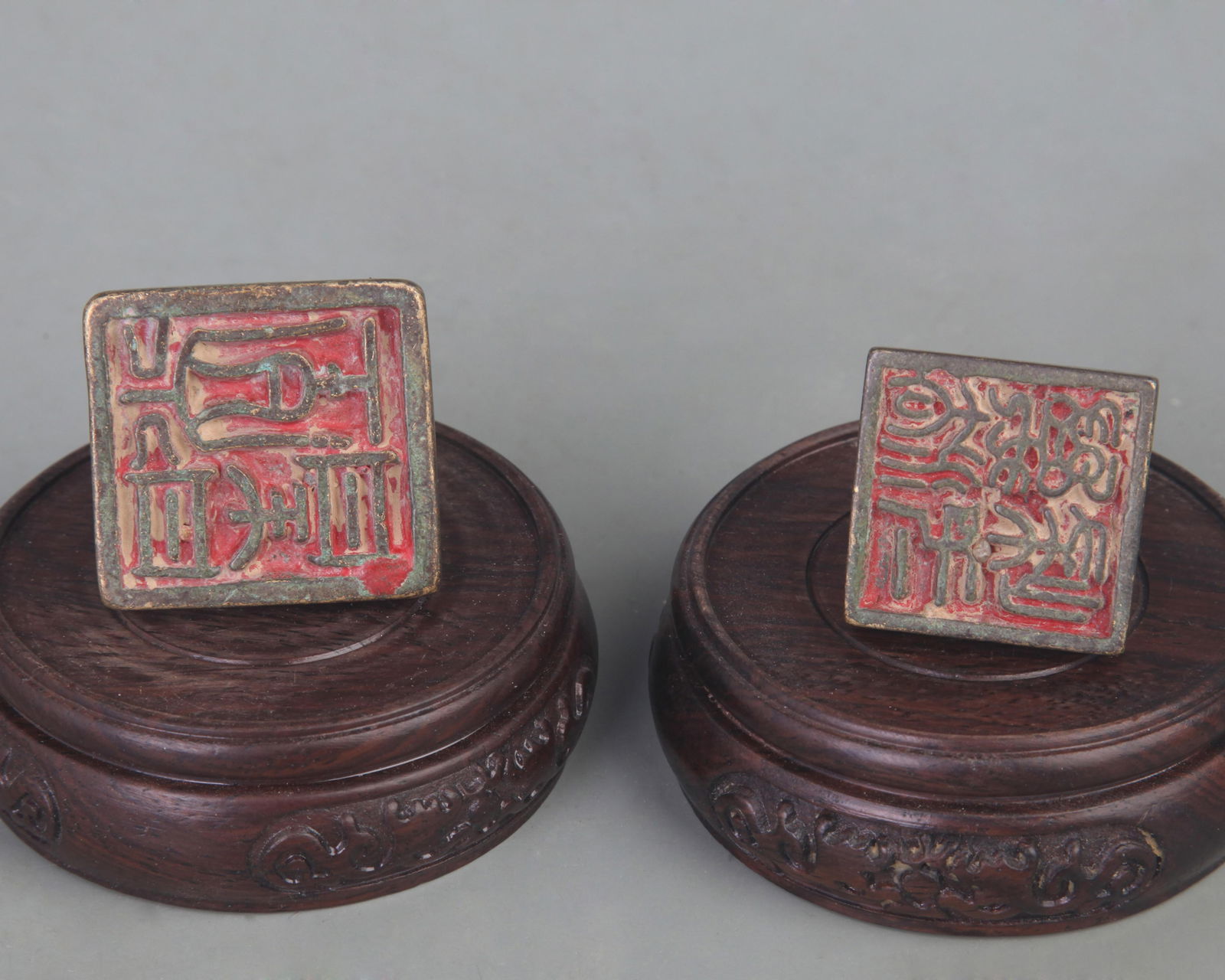 TWO SMALL BRONZE SQUARE SEALS - 5