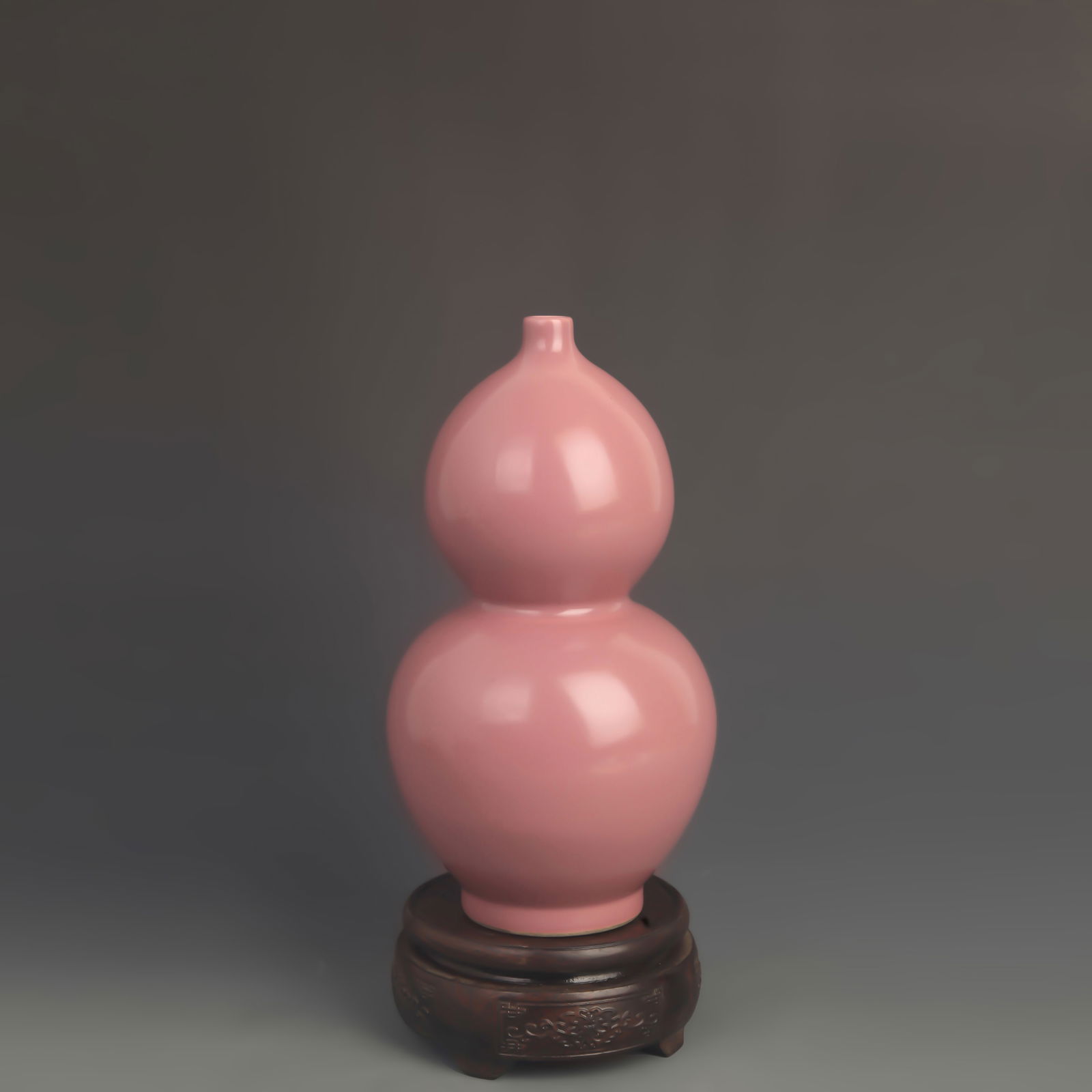 CARMINE COLOR GLAZE GOURD STYLE PORCELAIN VASE (1 of 5)