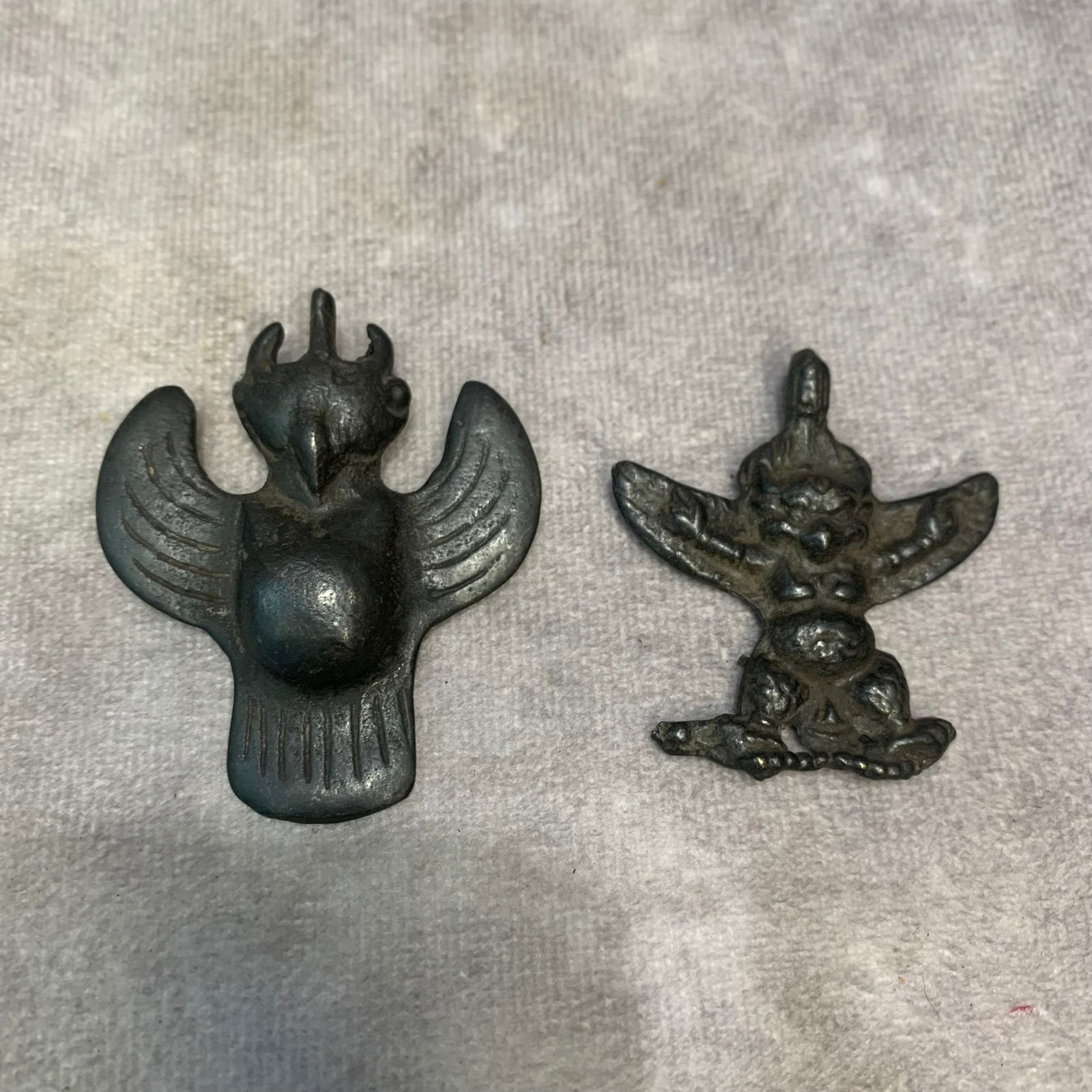 SET OF 2 TIBETAN BUDDHIST BRONZE RITUAL OBJECTS: Modern; High: 2.3 inch; Width: 1.9 inch; High: 1.9 inch; Width: 1.7 inch;