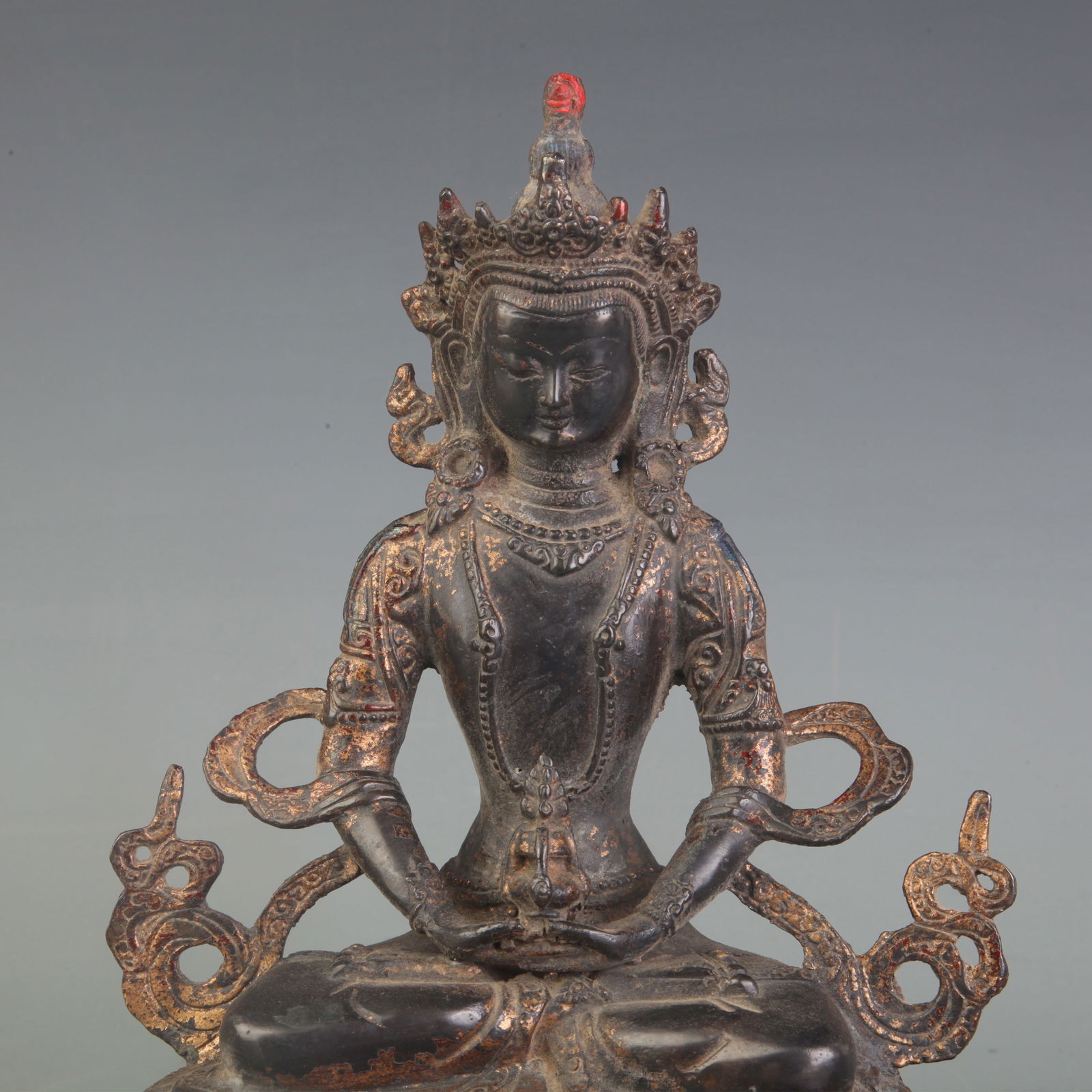A FINE BRONZE LONGEVITY BUDDHA STATUE - 2