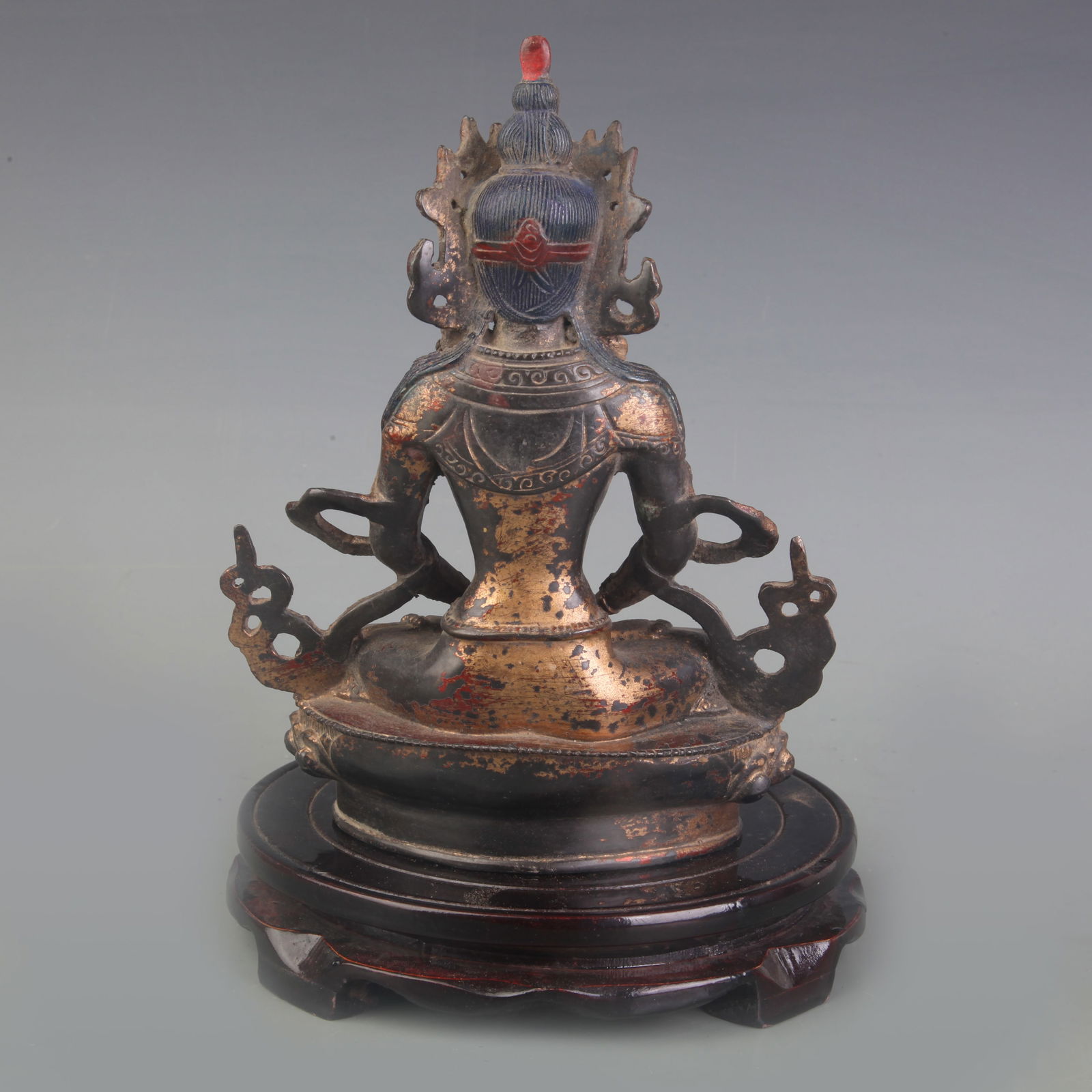 A FINE BRONZE LONGEVITY BUDDHA STATUE - 4