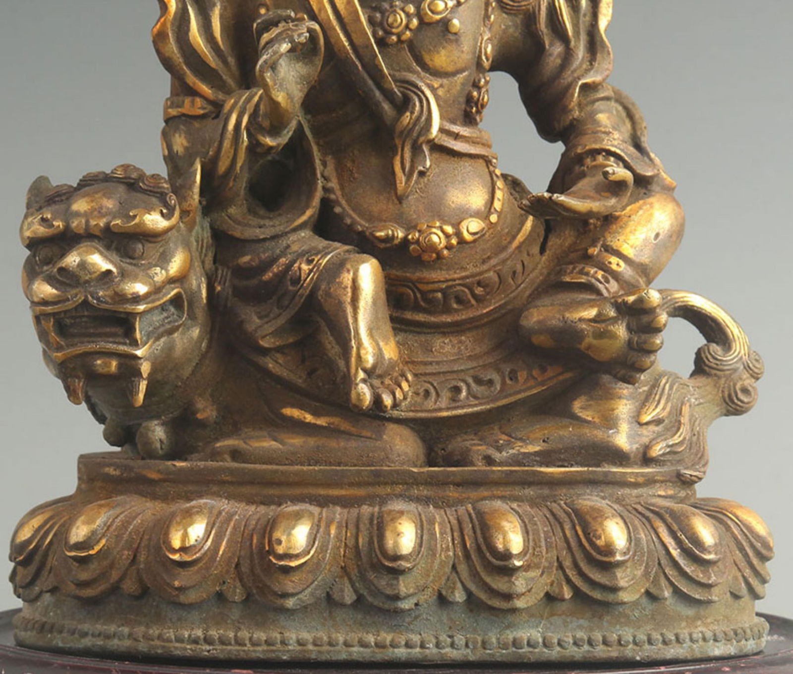 GILT BRONZE TIBETAN PROTECTOR DEITY STATUE - 3