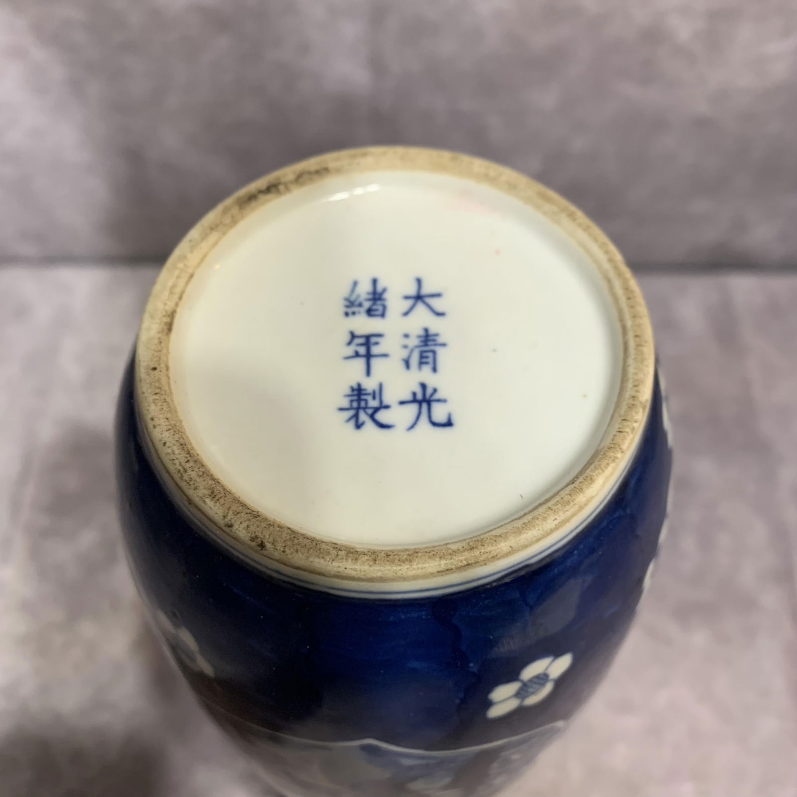 BLUE AND WHITE BEAST PATTERN PORCELAIN VASE - 7